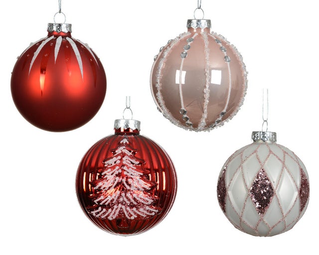 Sfera natalizia in vetro rosa, multicolore Ø 8 cm