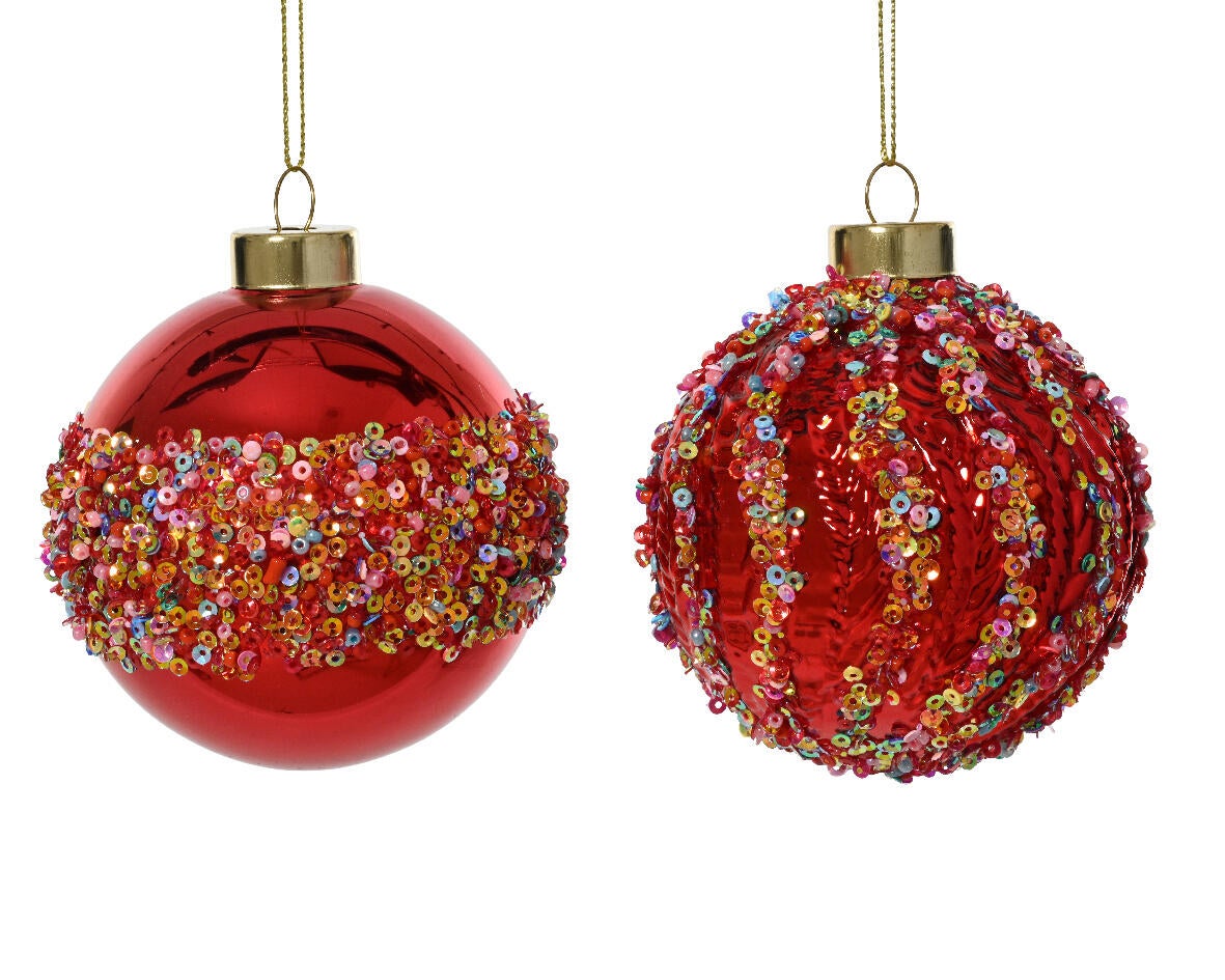 Sfera natalizia in vetro rosso natale Ø 8 cm - 2