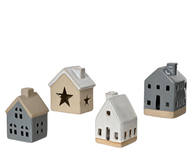 Cottage multicolore in porcellana H 11 cm