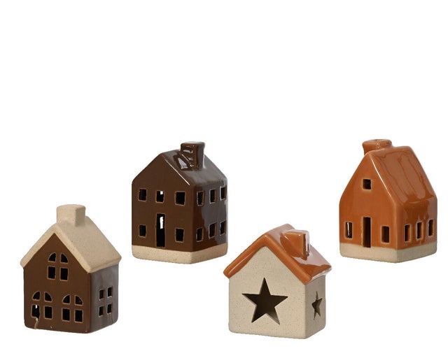 Cottage multicolore in porcellana H 11 cm