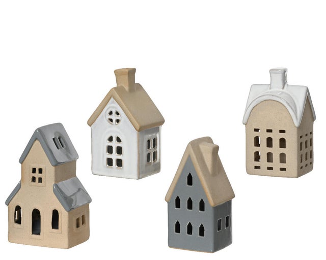 Cottage multicolore in porcellana H 17.9 cm