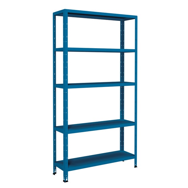 Scaffale in kit 5 ripiani Crosser L 90 x P 30 x H 180 cm blu 5010, portata per ripiano 70 kg