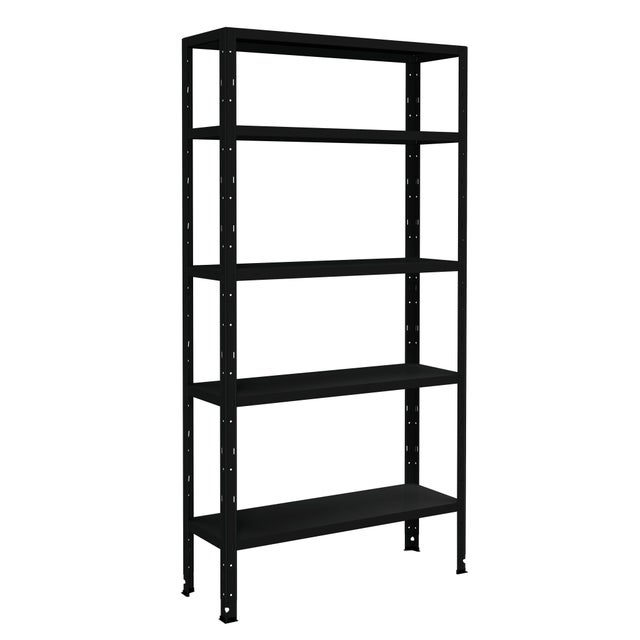 Scaffale in kit 5 ripiani Crosser L 90 x P 30 x H 180 cm nero opaco, portata per ripiano 70 kg