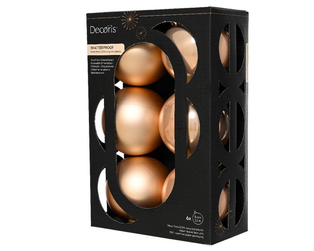 Set di 6 sfere natalizie in polistirene rosa ø 8 cm