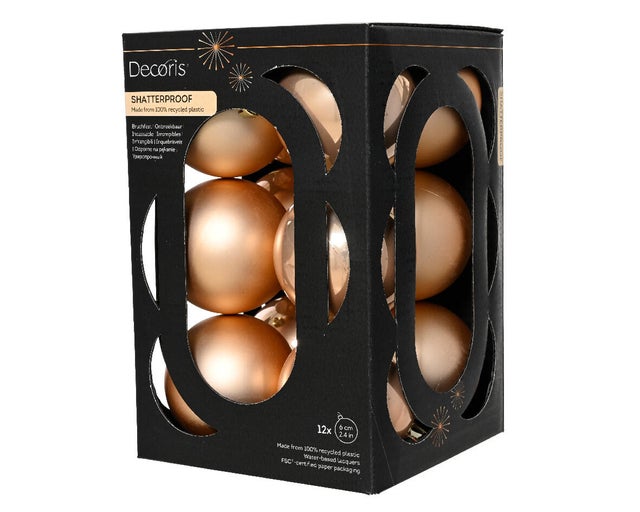 Set di 12 sfere natalizie in polistirene rosa ø 6 cm