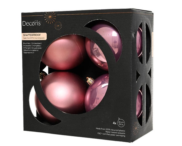 Set di 4 sfere natalizie in polistirene rosa H 20 x L 20 cm