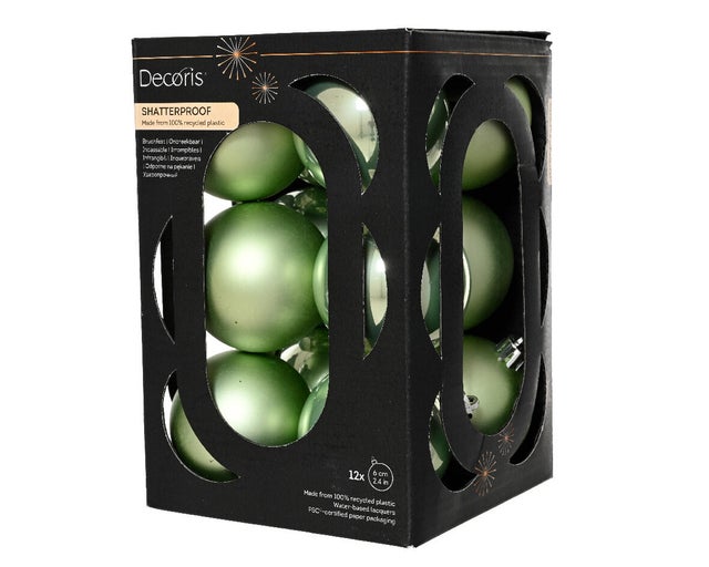Set di palline natalizie in polistirene matcha Ø 6 cm confezione da 12 pezzi