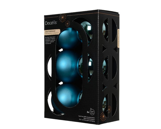 Set di palline natalizie in polistirene blu folk ø 8 cm confezione da 6 pezzi
