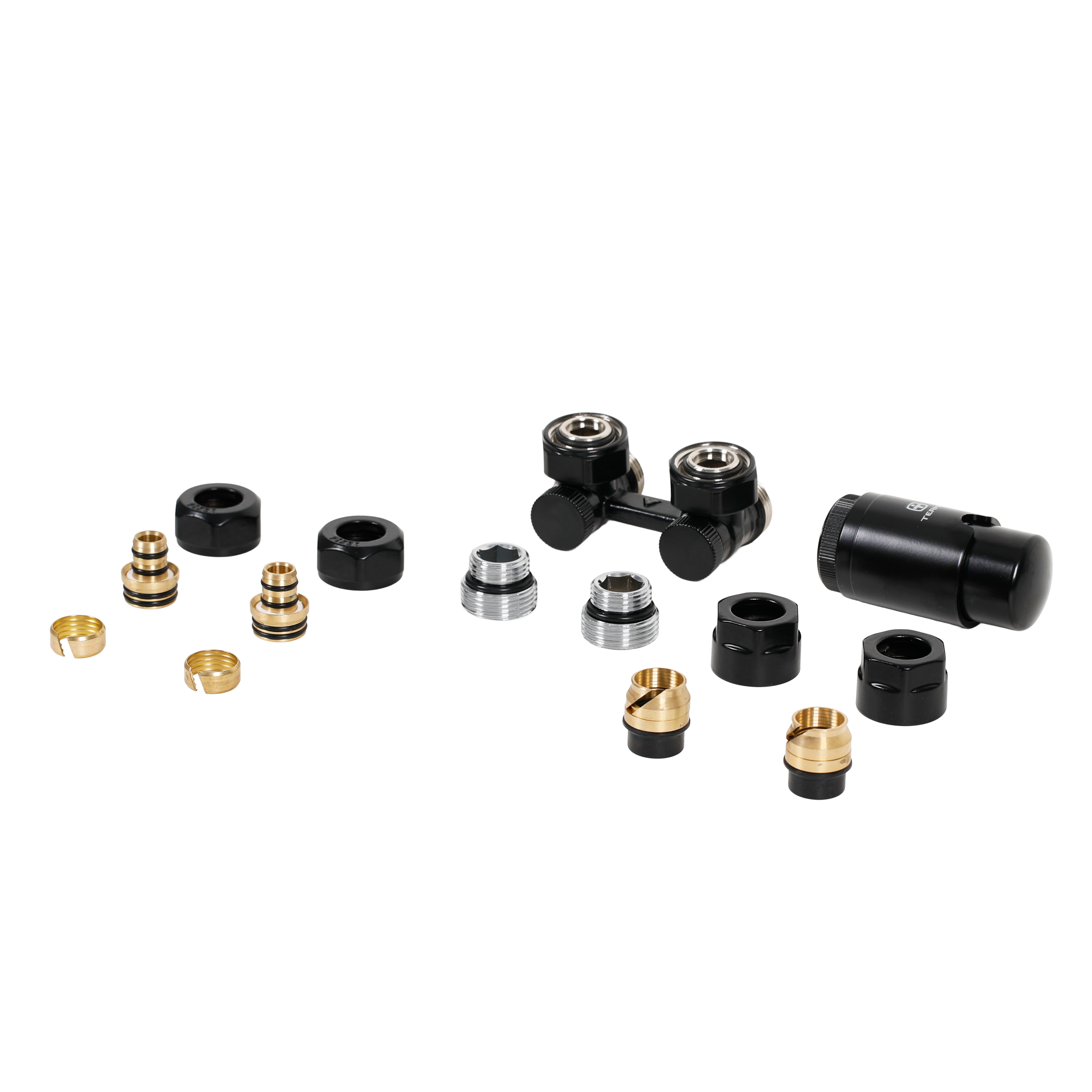 Zestaw termostatyczny KĄTOWY 3/4" czarny mat TERMA