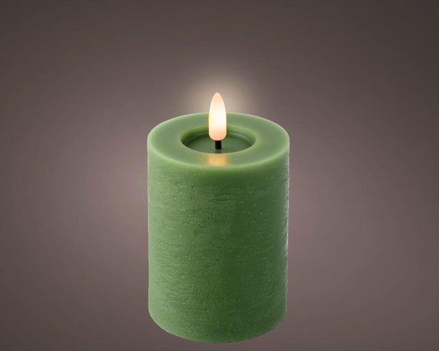 Candela LED verde in resina H 8 cm