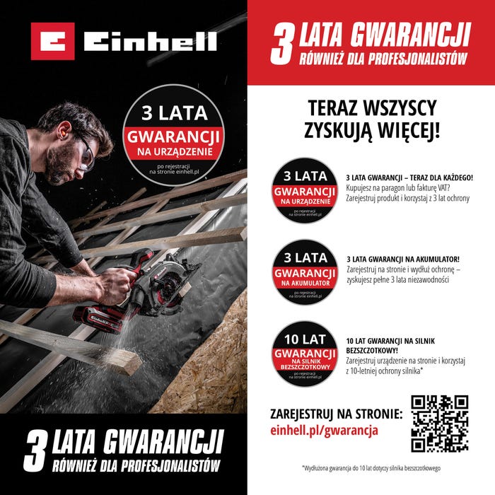 3 lata gwarancji Einhell