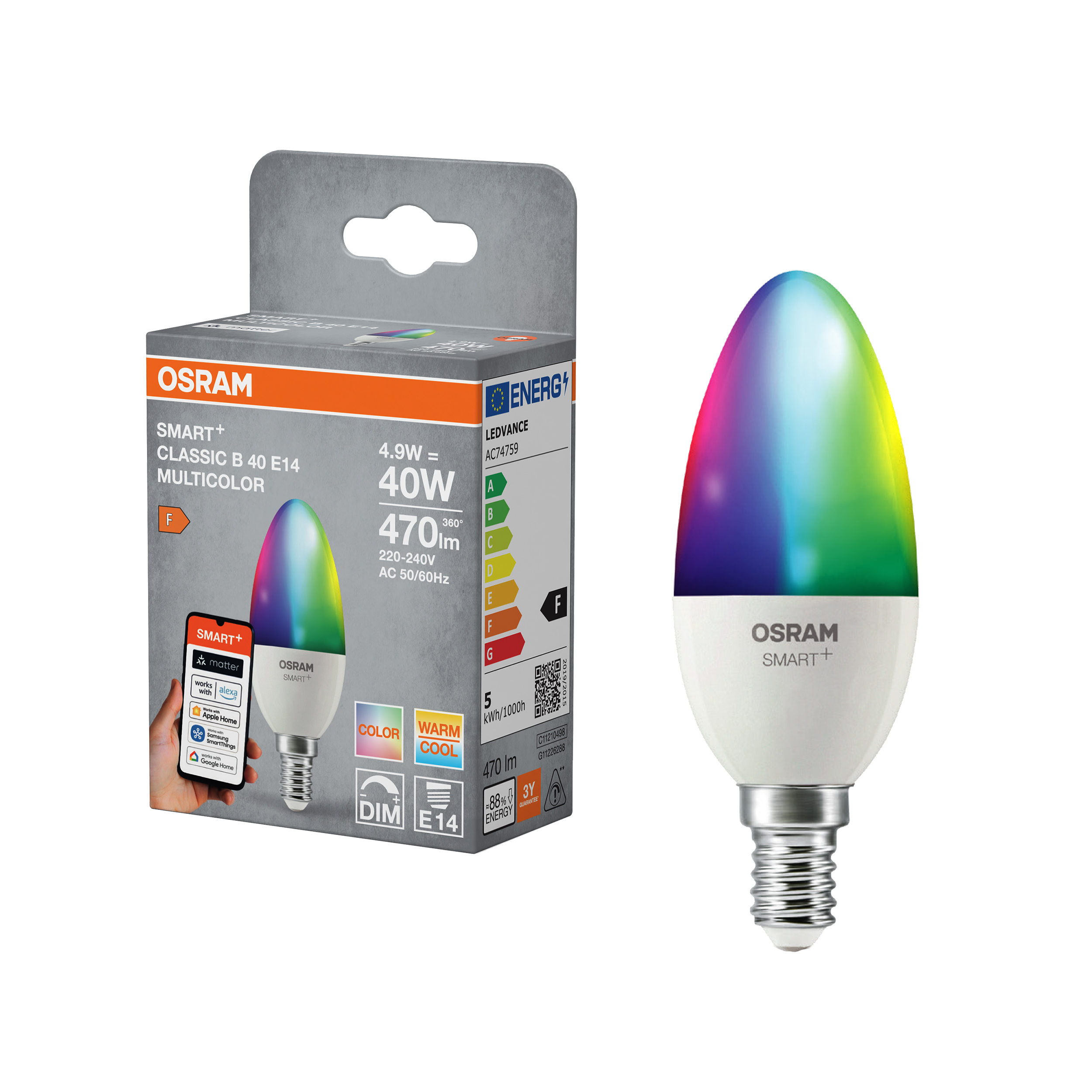 Żarówka LED E14 4,9 W RGBW Osram