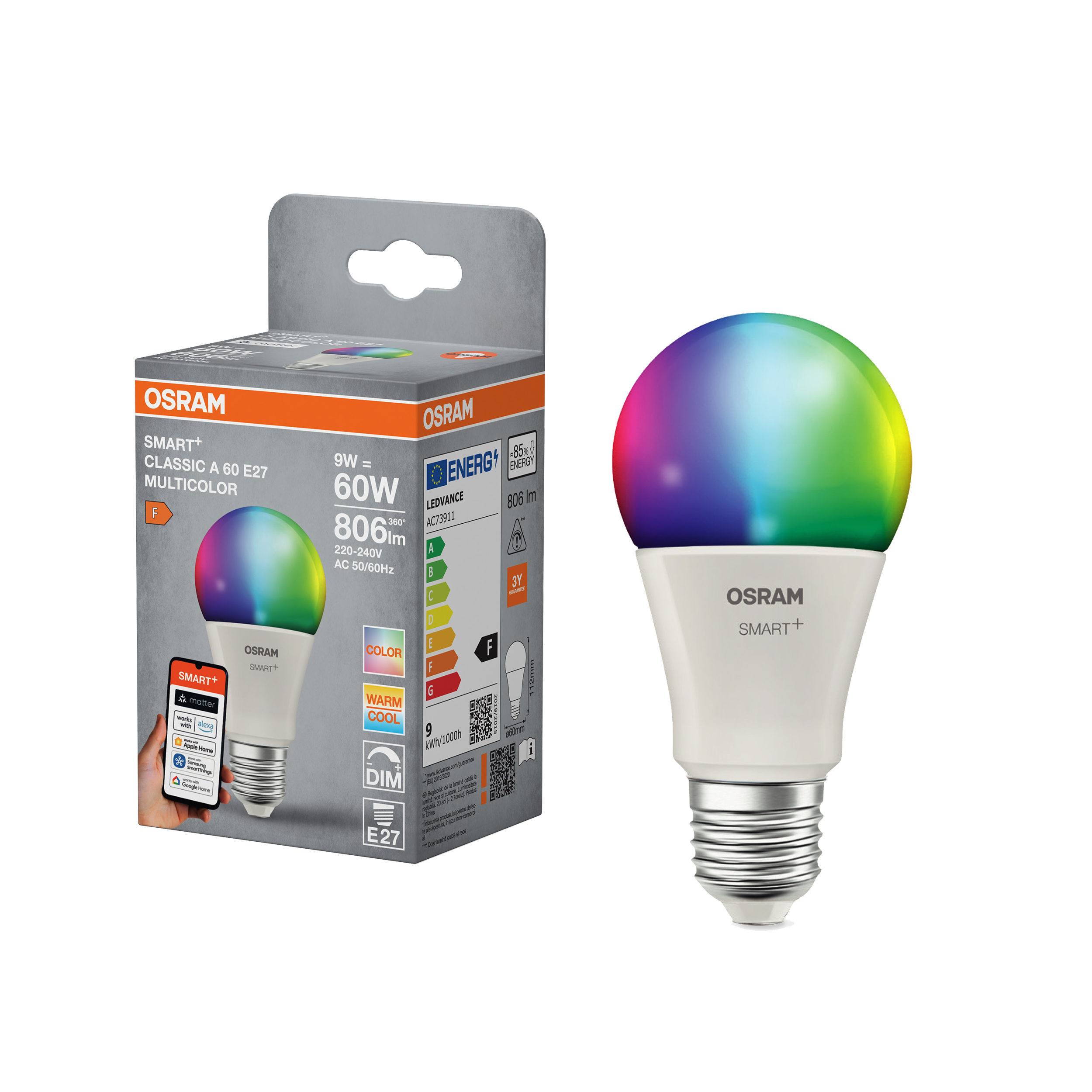 Żarówka LED E27 9 W RGBW Osram