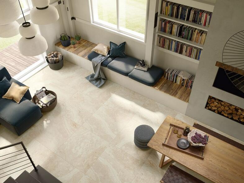 Carrelage sol intérieur effet travertin ivoire Travertino l.60 x L.60 cm x Ep.8 - 3