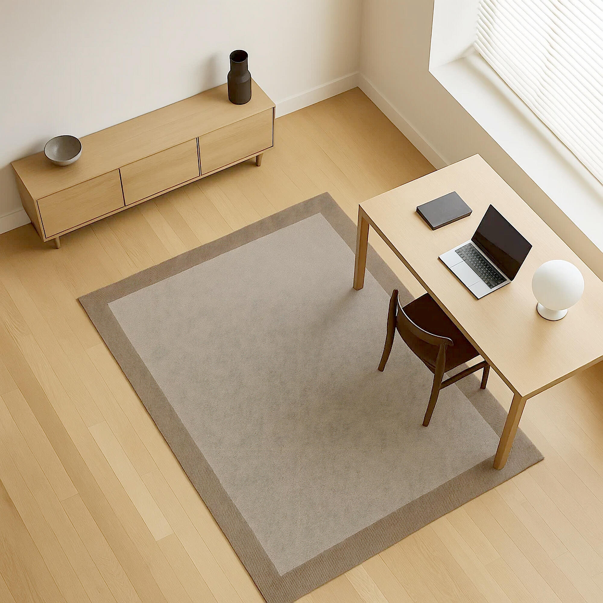 Alfombra pvc Teplon exterior/interior 140x200cm tejido plano base antideslizante marco crema / oro - 2
