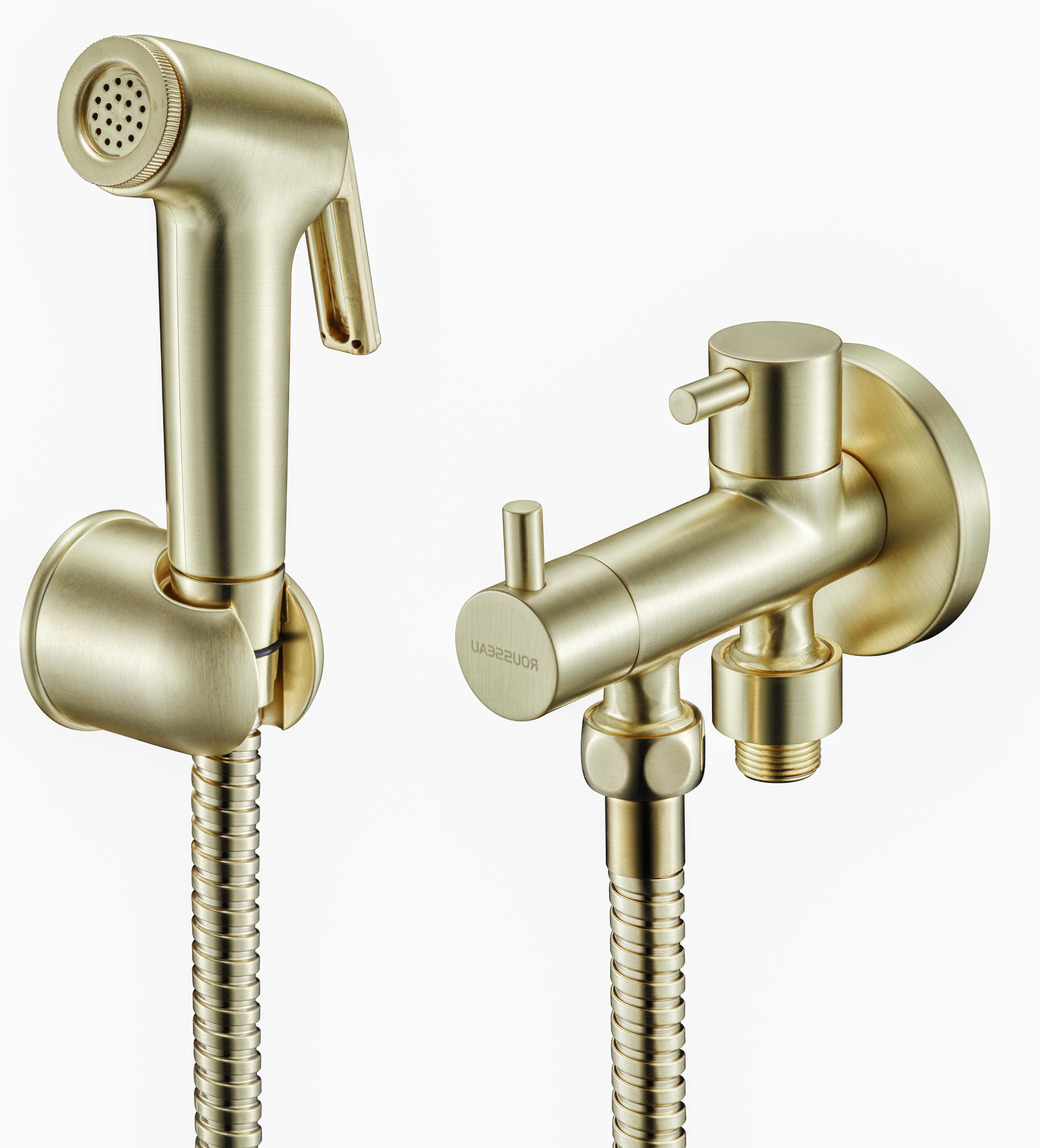 Ducha inodoro edouard rousseau agua fría dorado cepillado 120cm largo