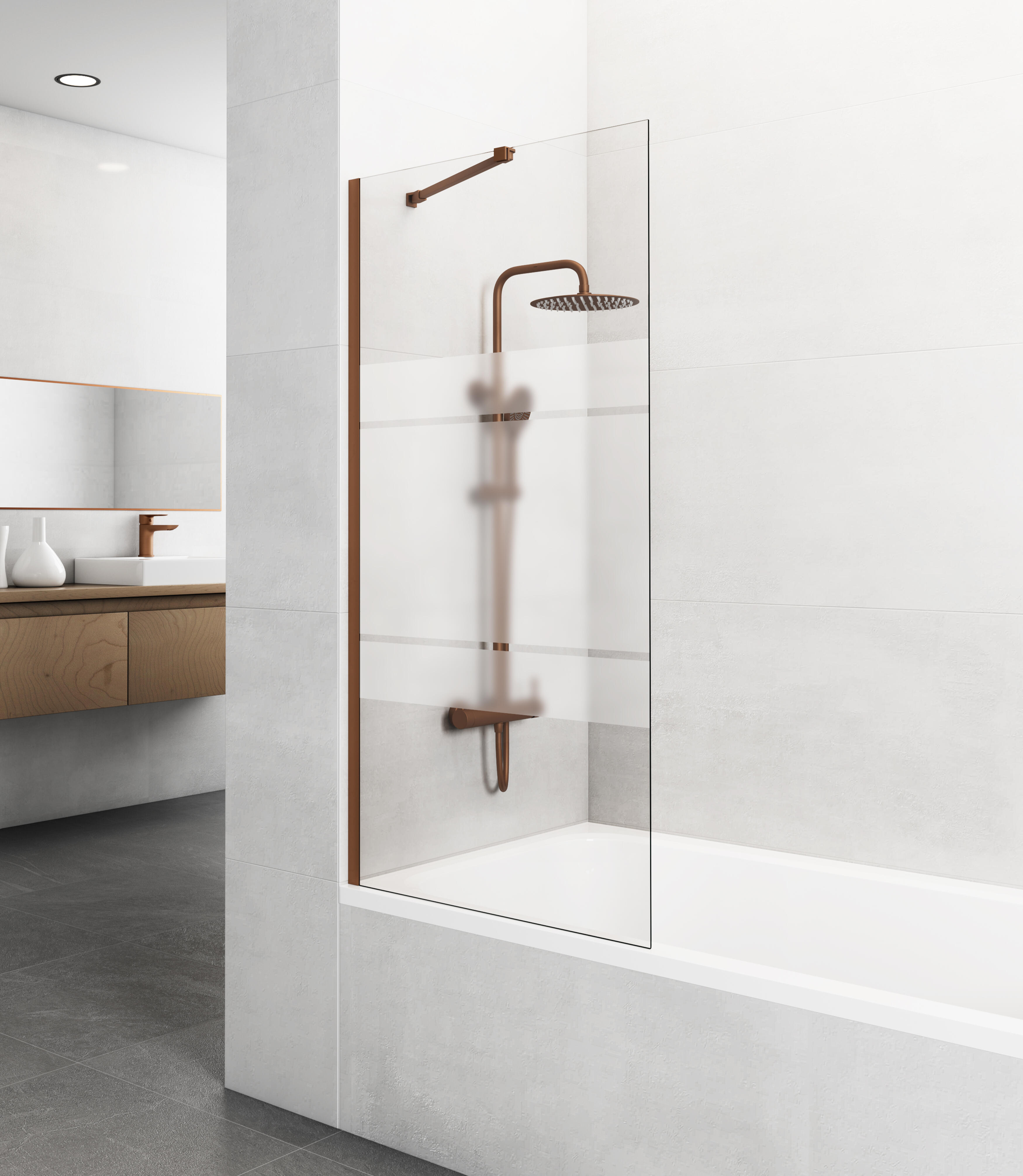 Mampara de bañera 1 hoja fijo fix serigrafiado perfil 85x150 cm