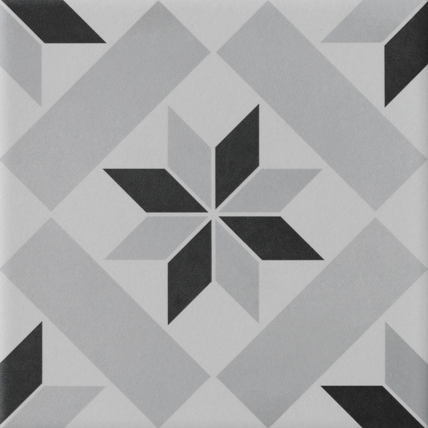 Piastrella da pavimento e rivestimento interno in gres porcellanato 20 x 20 cm non rettificato smaltato grigio, bianco e nero opaco Patrimony R9 traffico intenso (pei 4/5) Sp. 7.4 mm 1.59 mq - 5