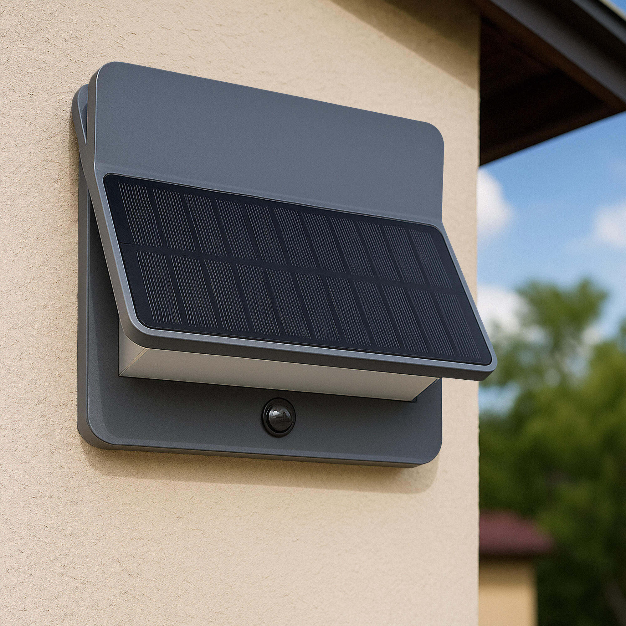 Aplique solar aletta módulo de led negro 1100lm blanco cálido ip54