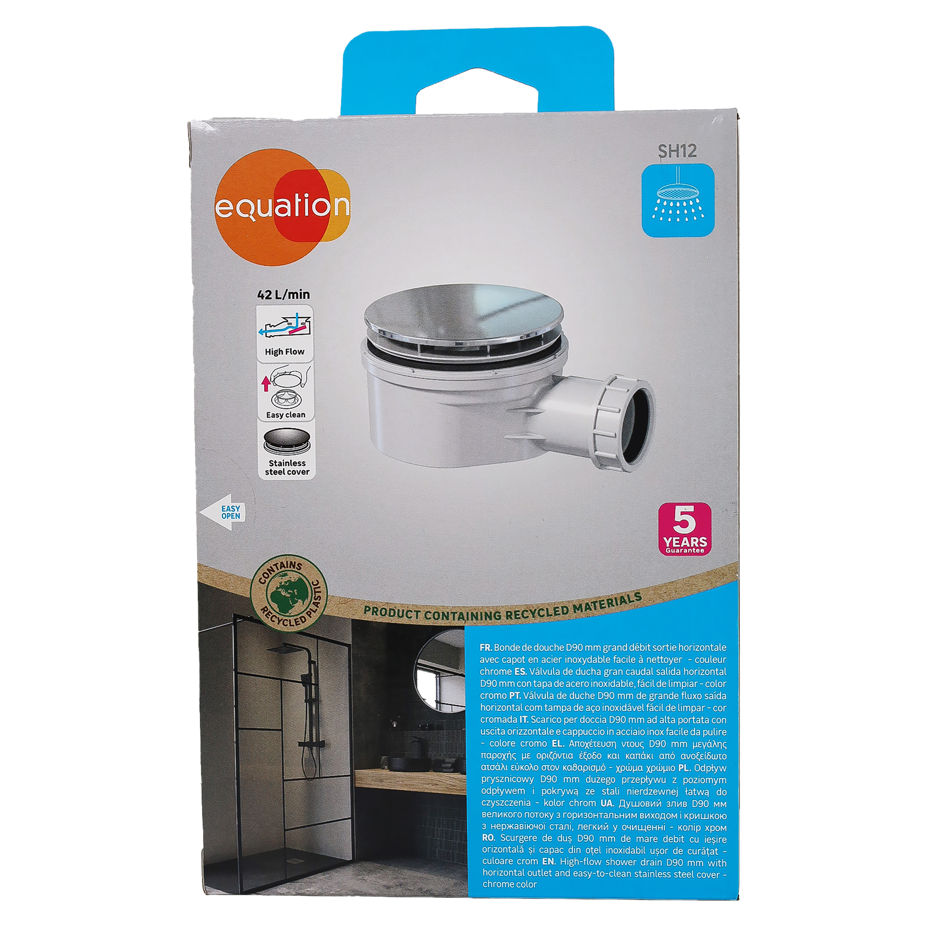 Syfon brodzikowy 90 mm stal nierdzewna chromowany SSL-D9L-026 Equation - 3
