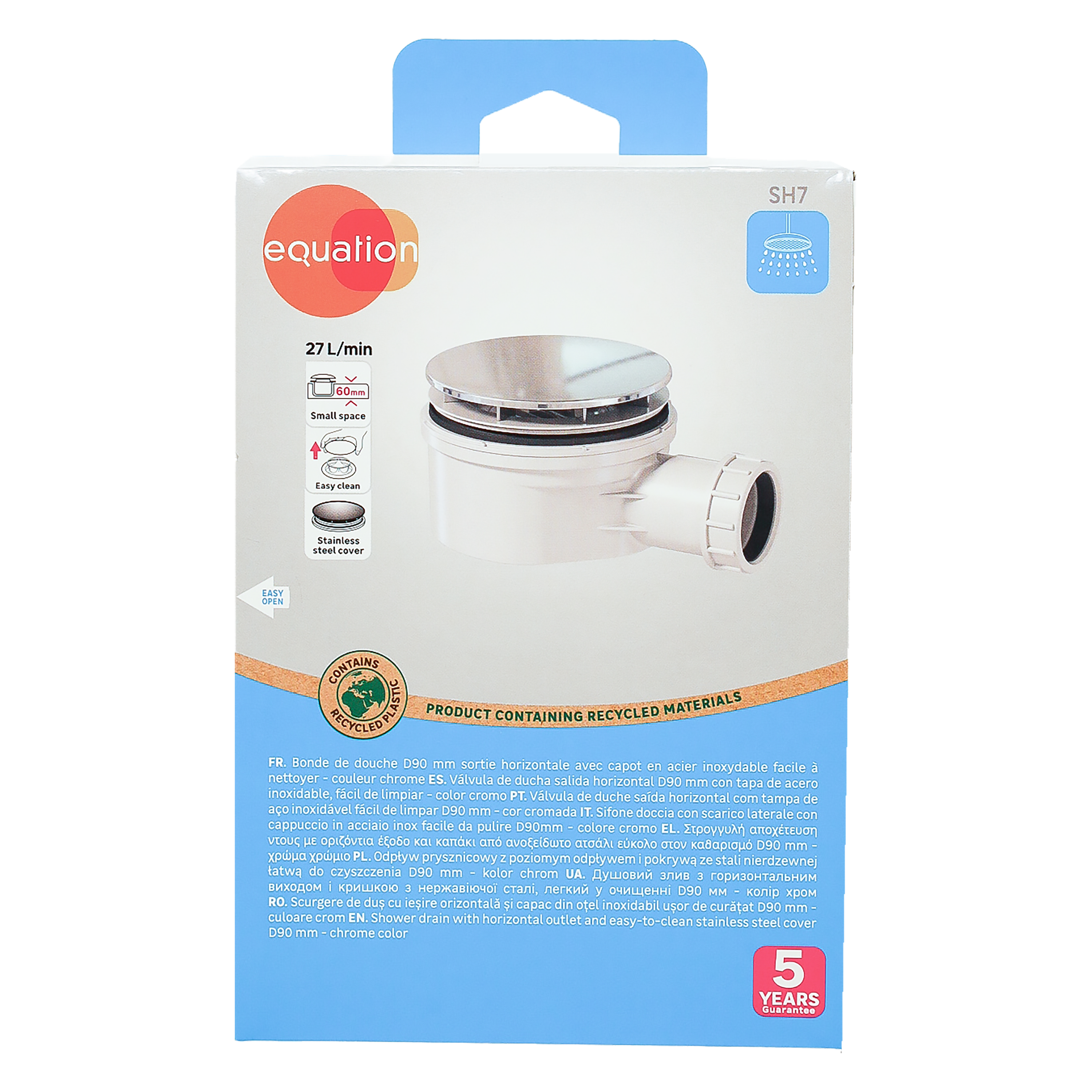 Syfon brodzikowy 90 mm stal nierdzewna chromowany SSL-D9L-019 Equation - 3