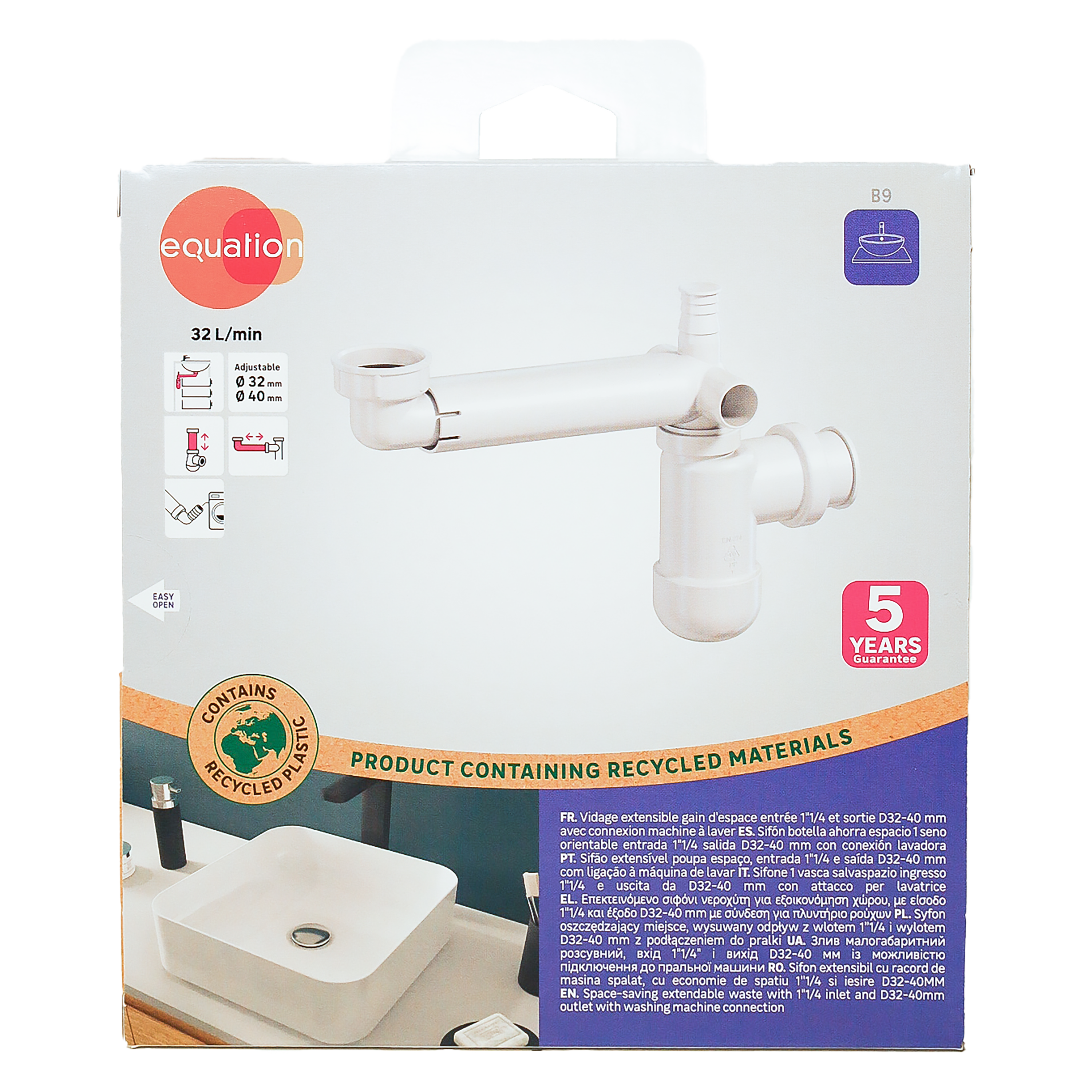 Sifón botella EQUATION 1 orientable 11/4 32-40mm - 5