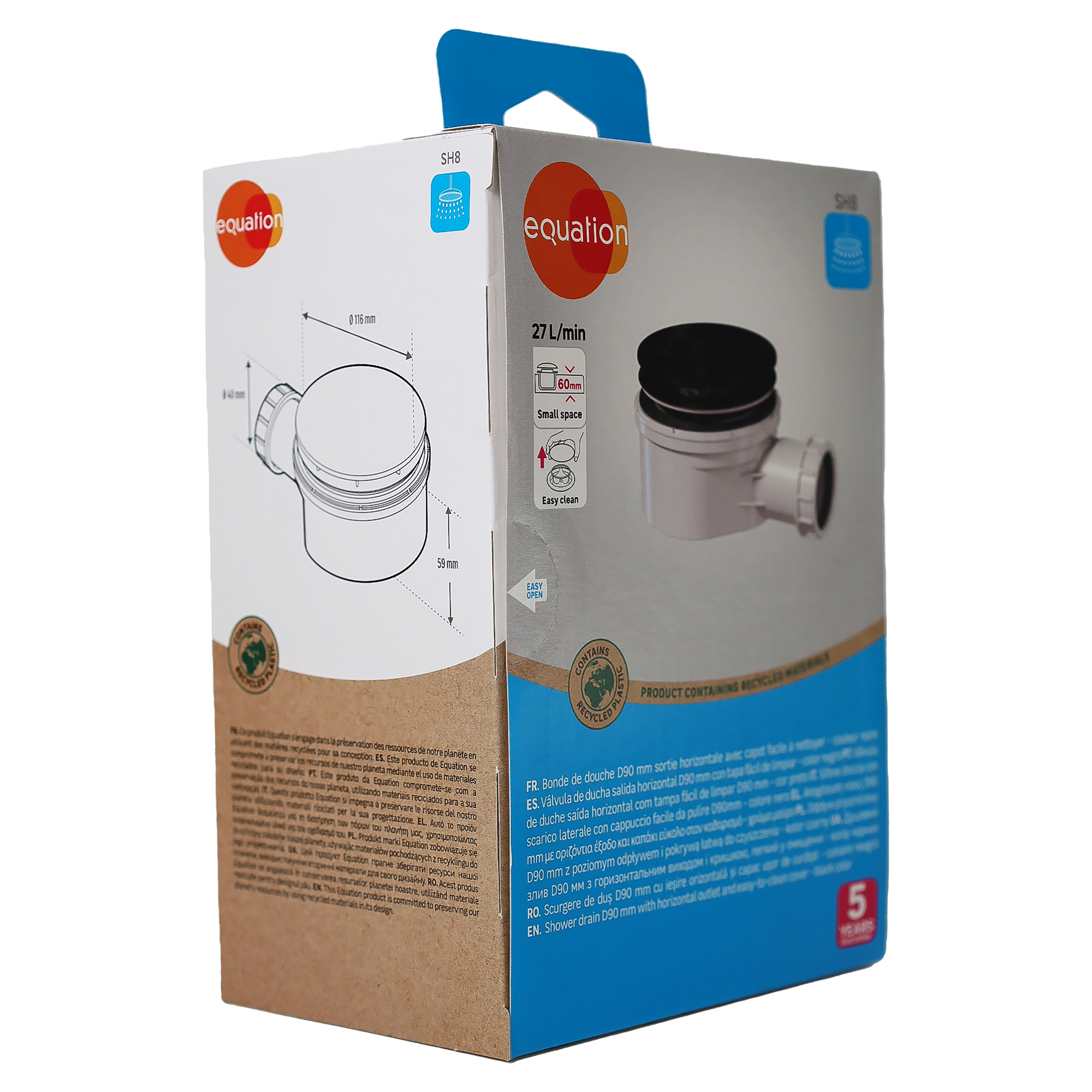 Syfon brodzikowy 90 mm stalowy czarny SSL-D9L-020 Equation - 4