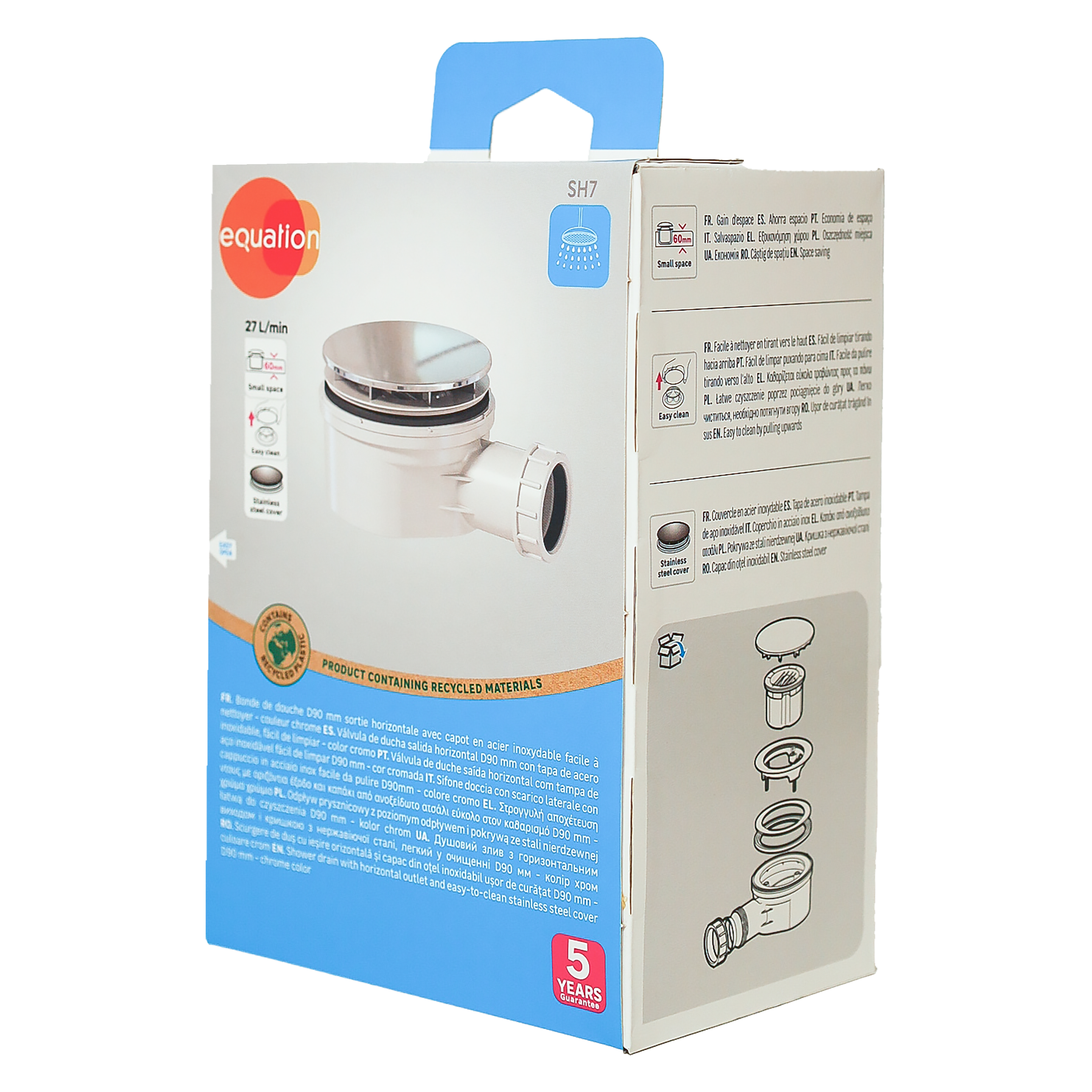 Syfon brodzikowy 90 mm stal nierdzewna chromowany SSL-D9L-019 Equation - 5