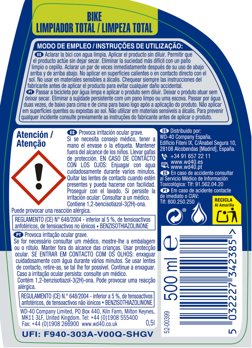 Spray de limpeza WD-40 SPECIALIST LIMPEZA TOTAL BICLETA 500ML - 3