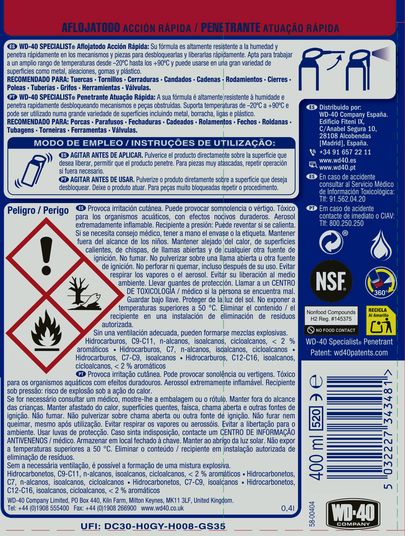 Lubrificante penetrante WD-40 SPECIALIST 400ML - 5