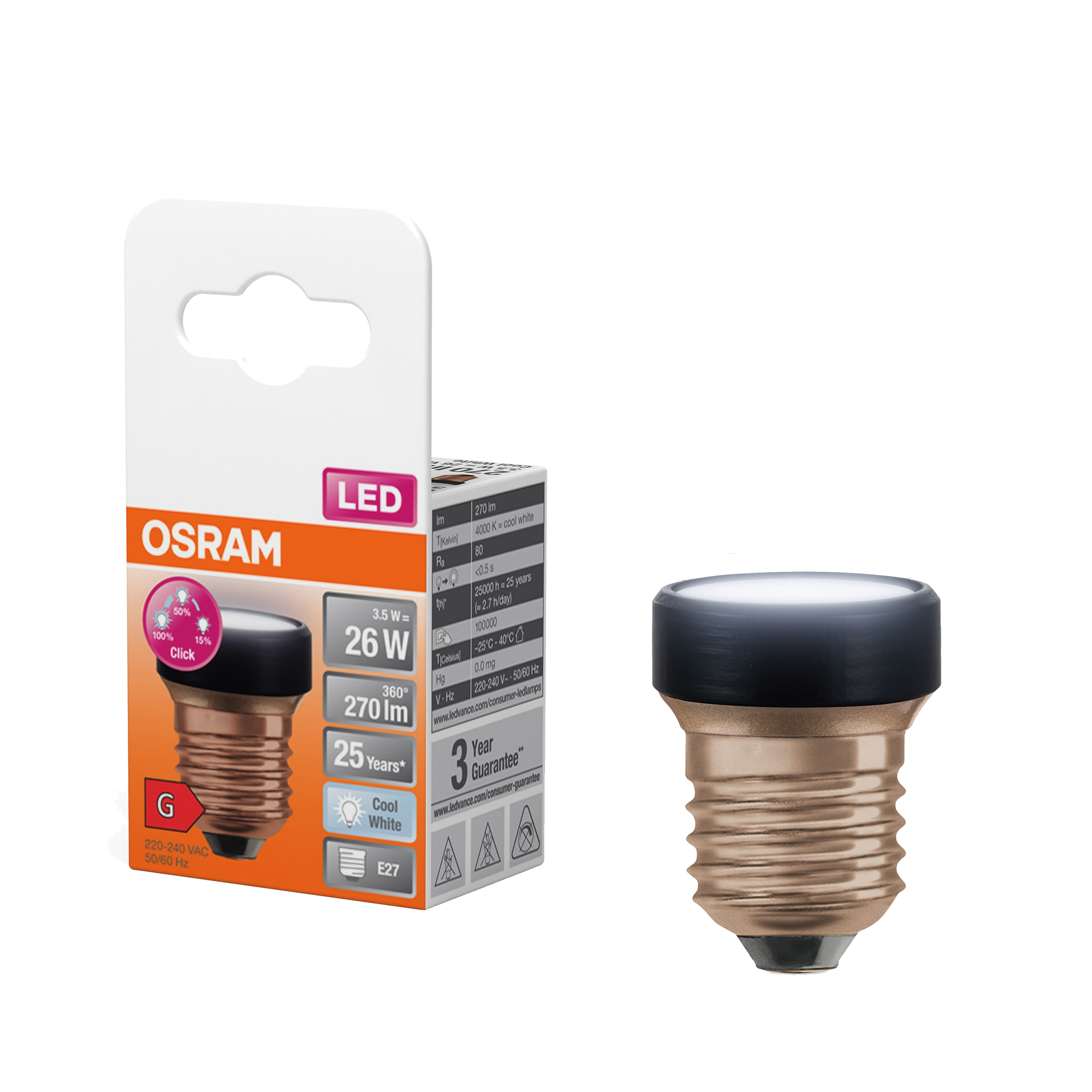 Żarówka E27 3.5W 270LM 4TK CZ/B 3DIM MLPL OSRAM