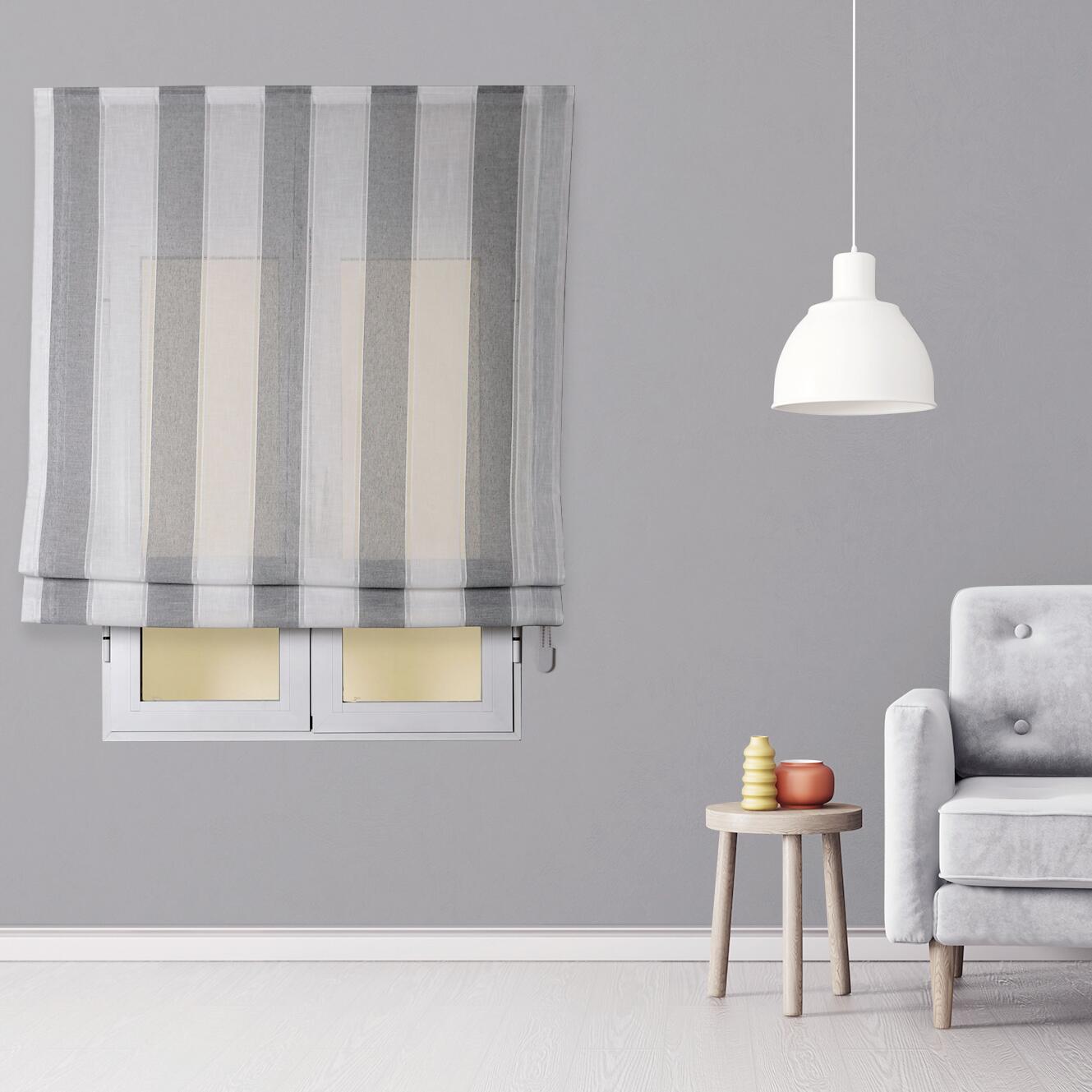 Estor plegable paqueto raya gris, blanco de 90x175 cm