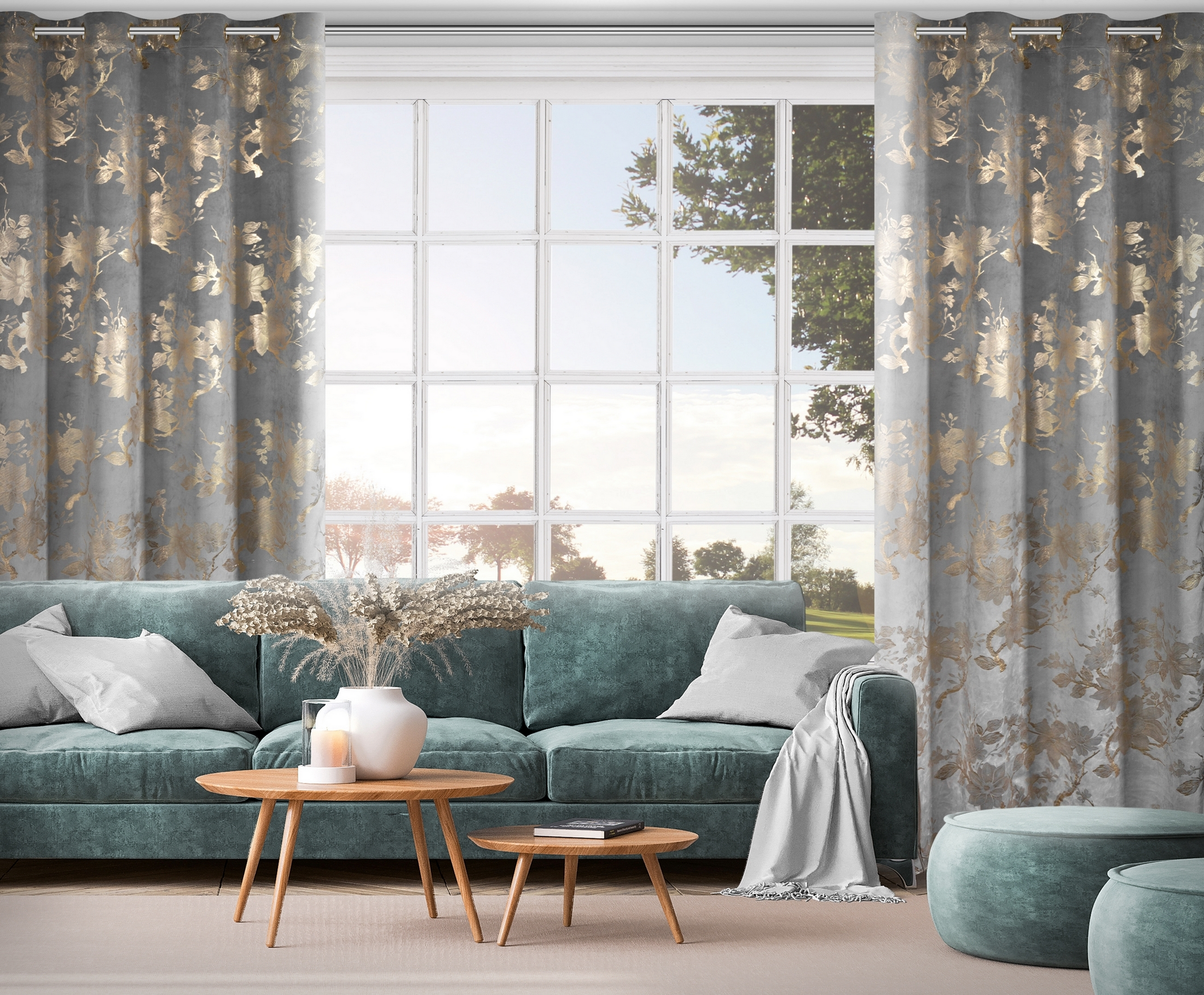 Zasłona Celia stalowoszara 140 x 250 cm na przelotkach - 2