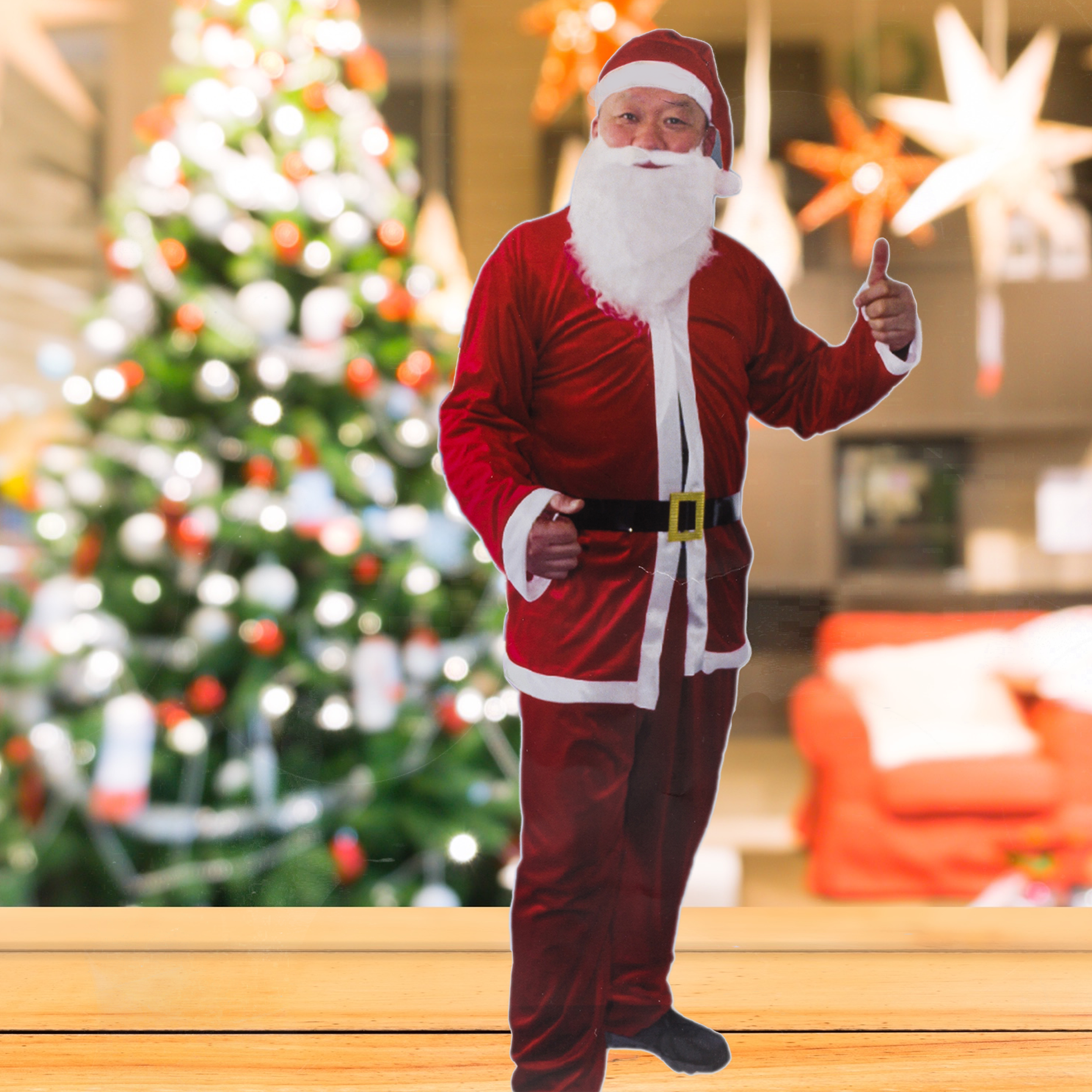Strój św. Mikołaja czerwony + czapka i broda welur XXL - 2