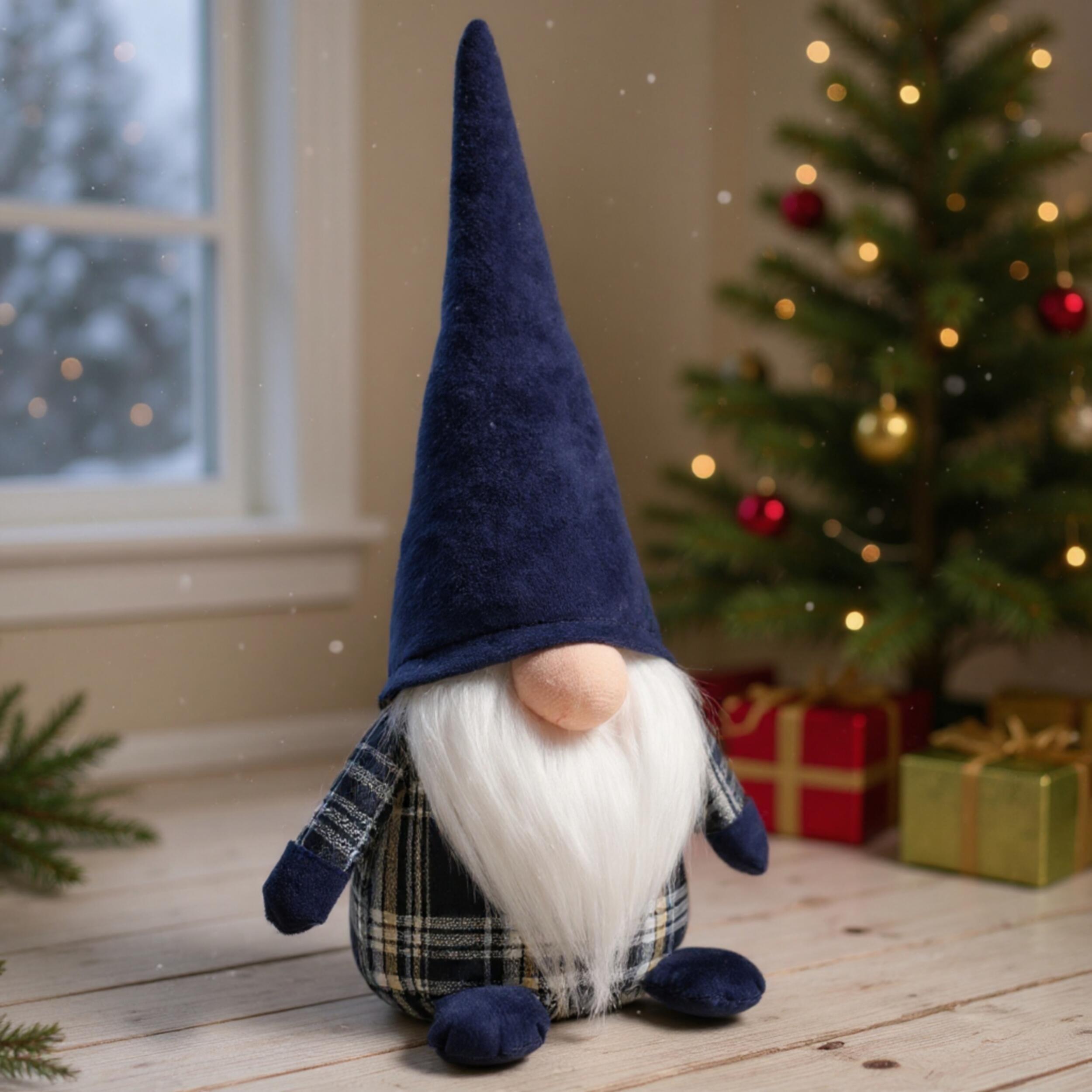 Skrzat materiałowy 30cm stojący granatowo-biały - 3