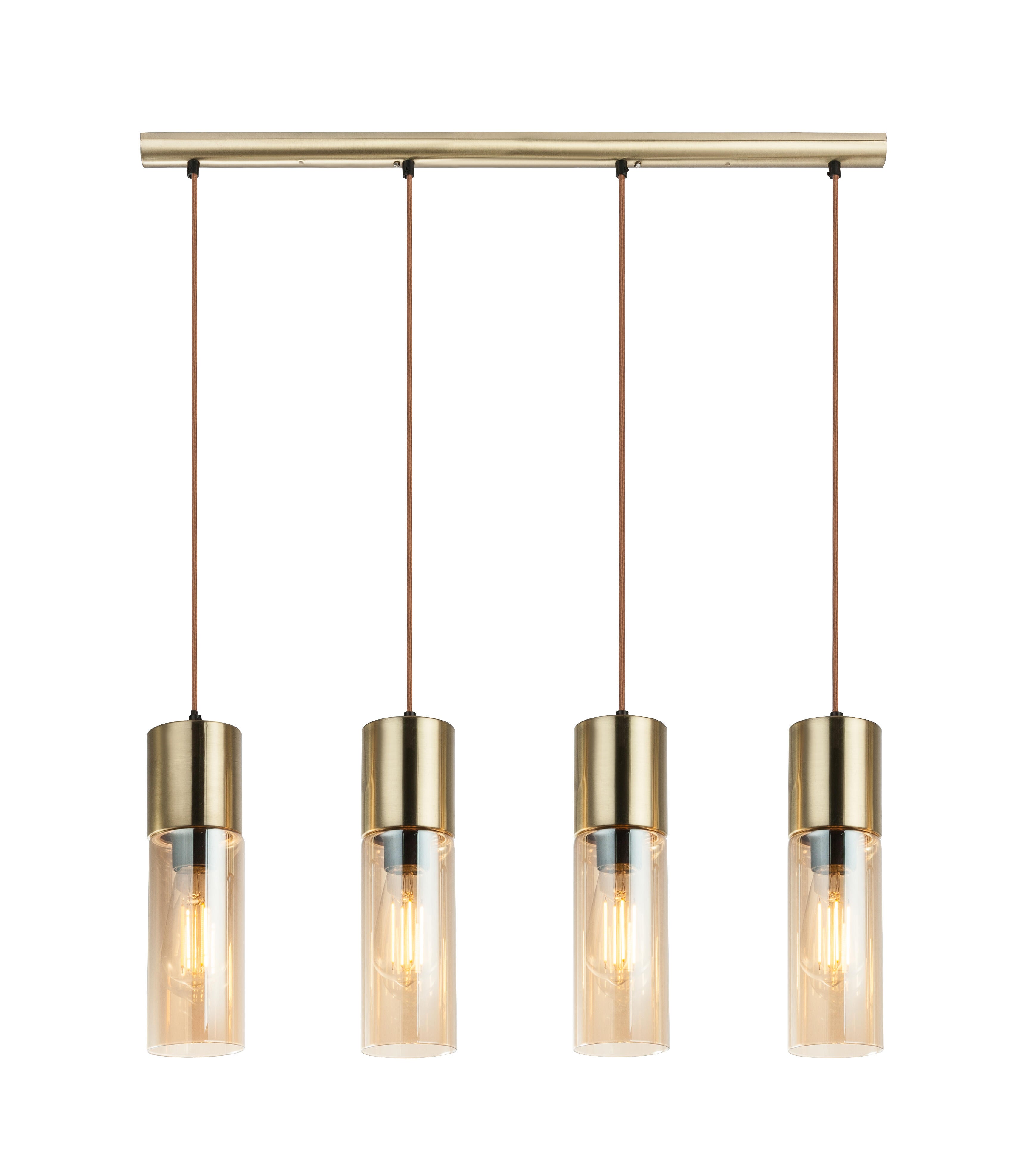 Candeeiro de teto suspenso Annika 4 luzes 25W vidro ambar - 7