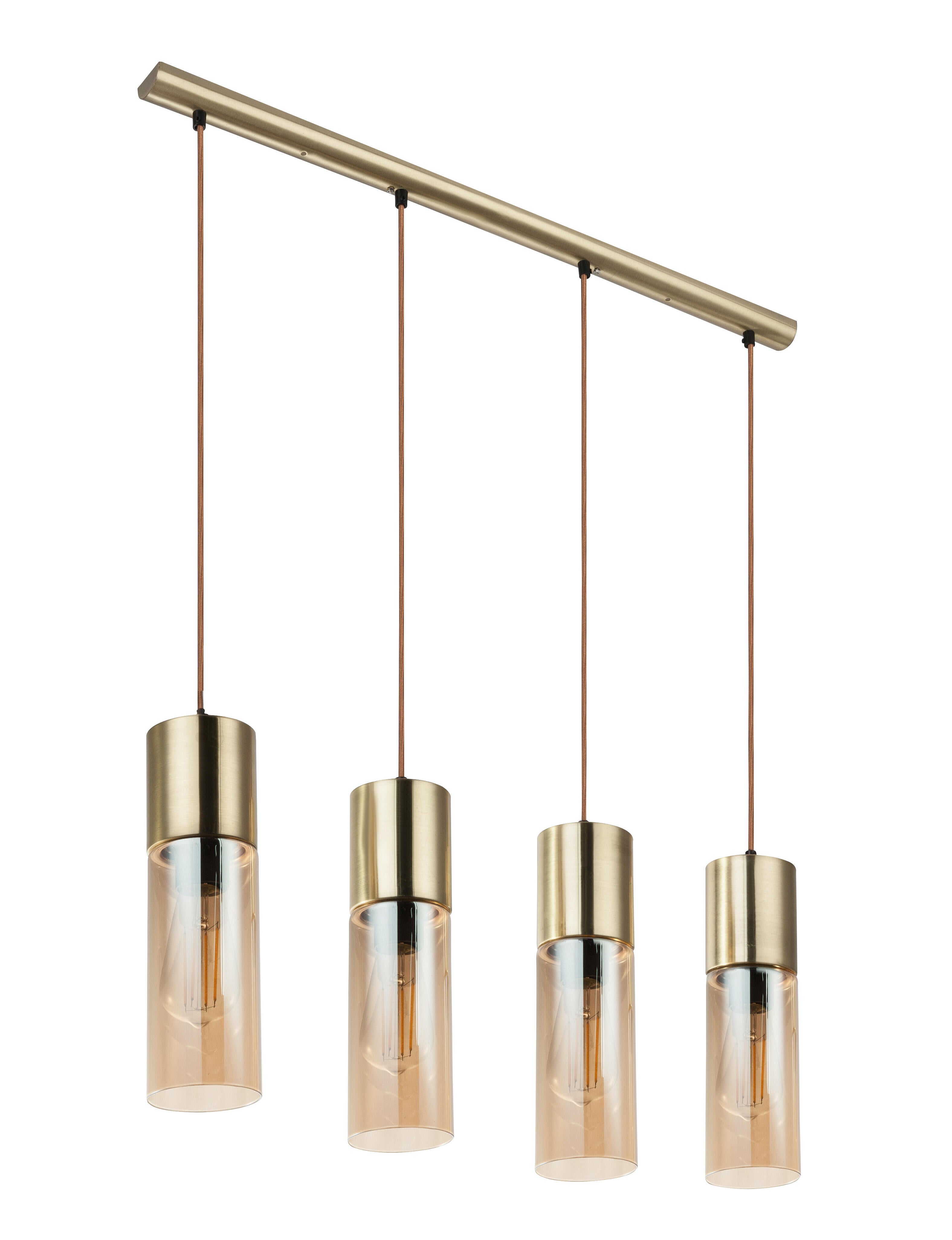 Candeeiro de teto suspenso Annika 4 luzes 25W vidro ambar - 3