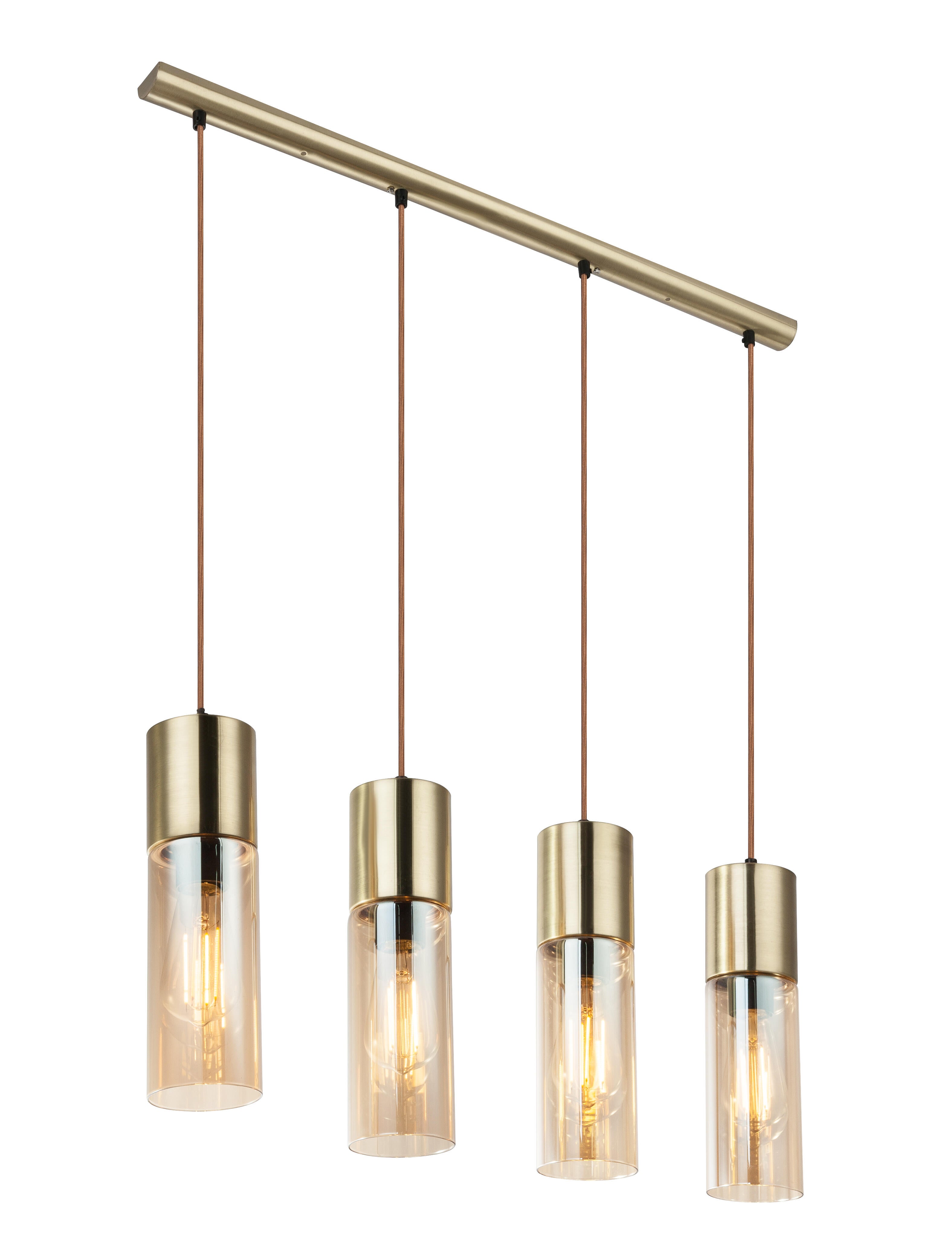 Candeeiro de teto suspenso Annika 4 luzes 25W vidro ambar - 2