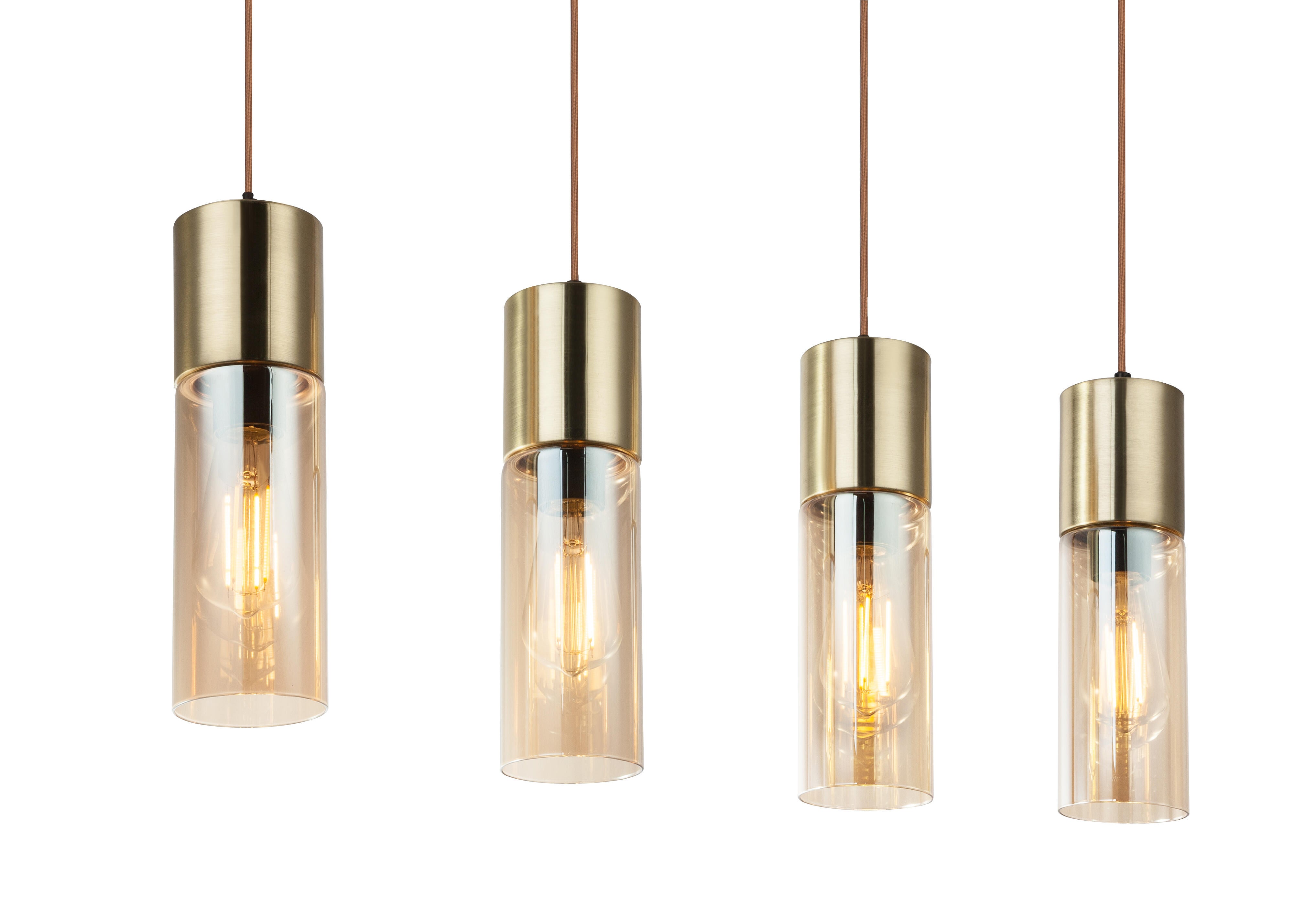 Candeeiro de teto suspenso Annika 4 luzes 25W vidro ambar - 6