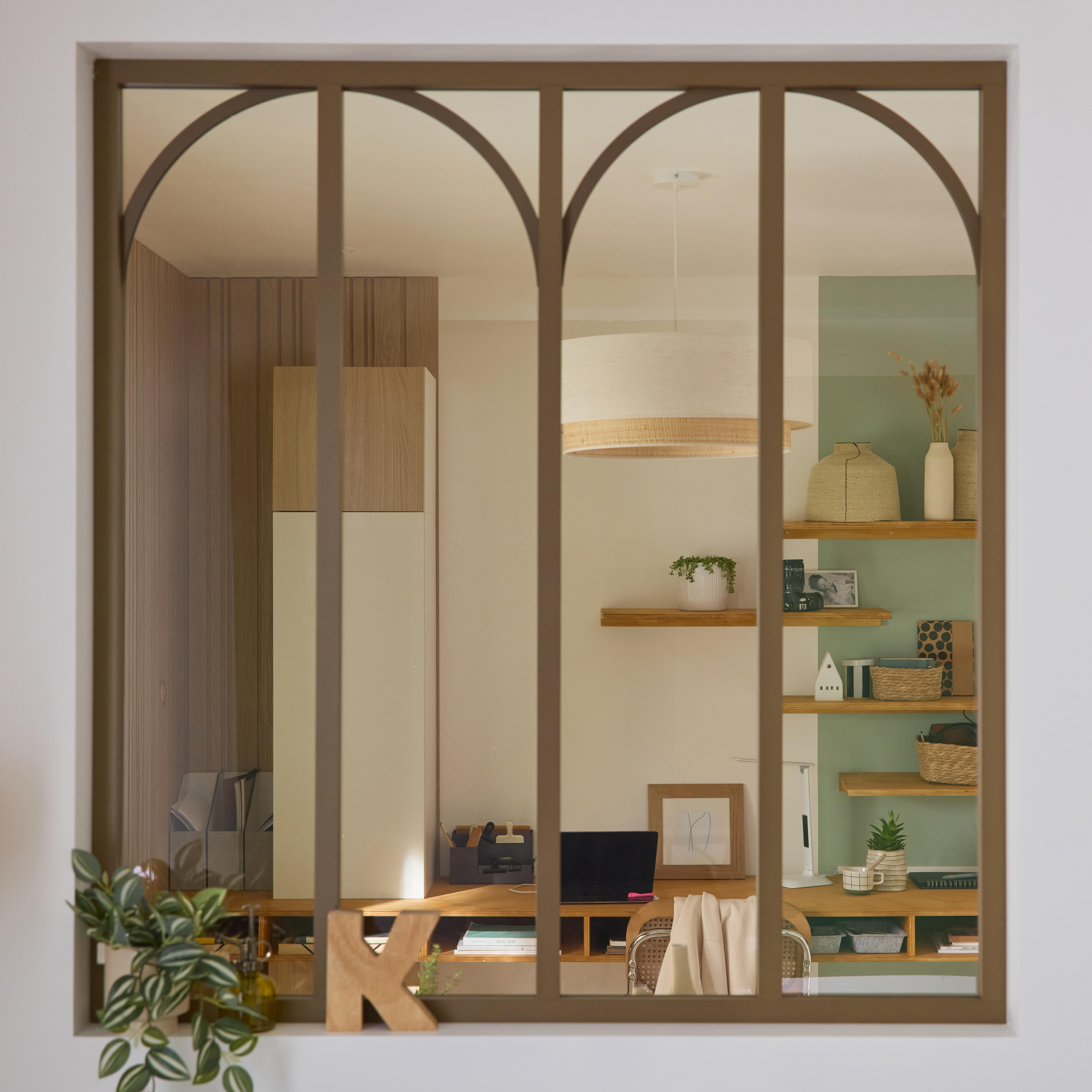 Verrière bronze en aluminium fixe mat 4 carreaux, H.130 x l.123.2 cm - 5
