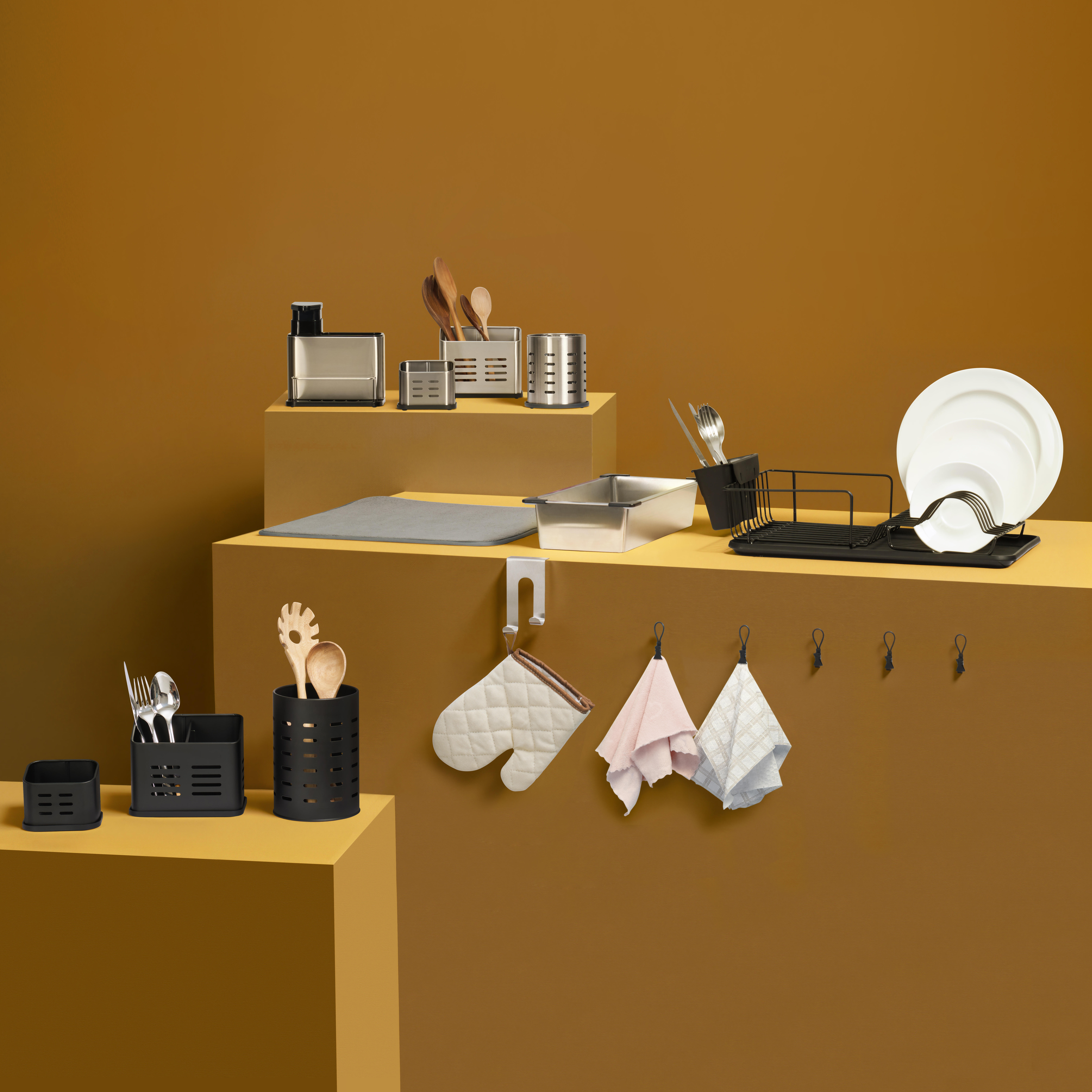 Escorredor de talheres aço inoxidável cinza 12 x 12 x 13 cm Delinia - 7