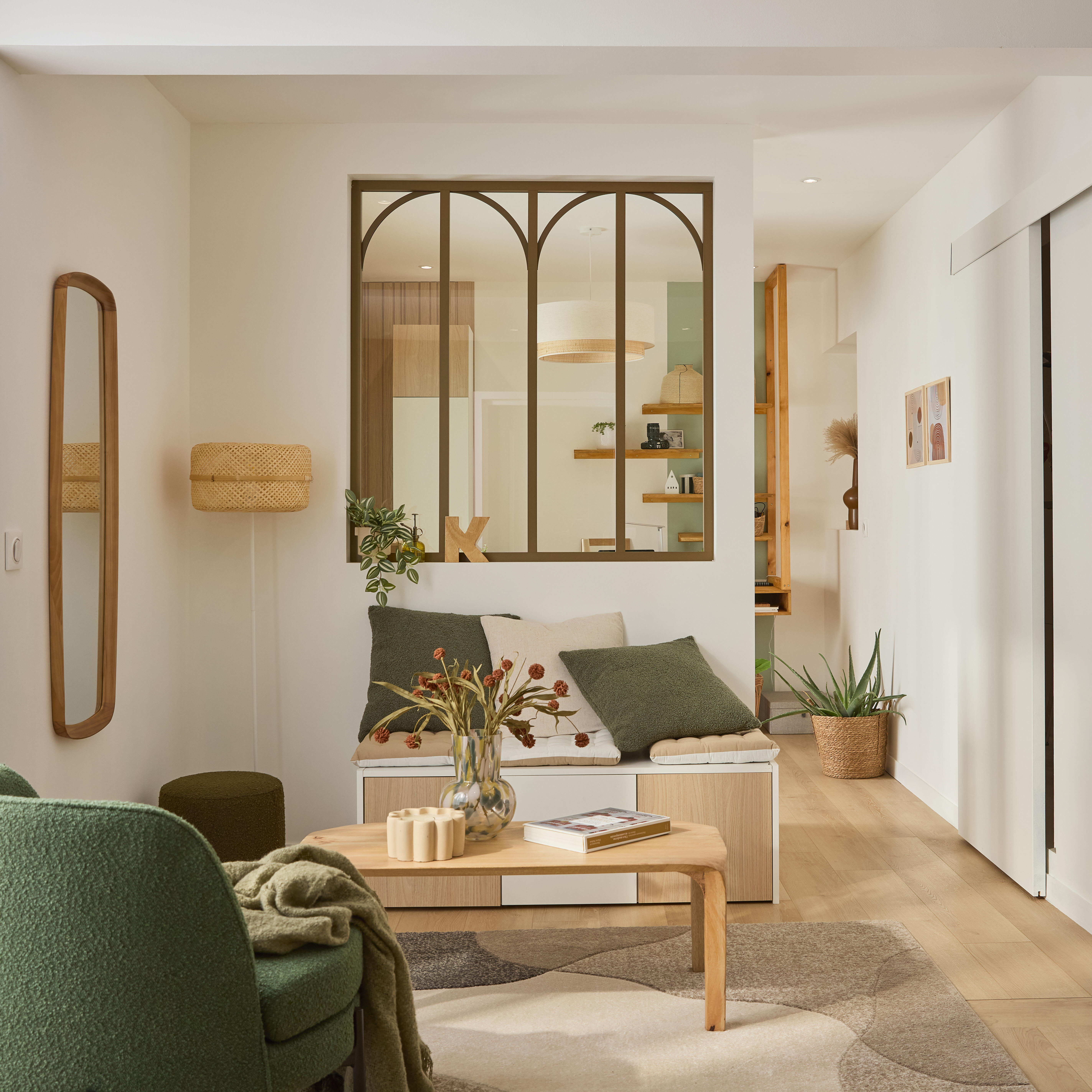 Verrière bronze en aluminium fixe mat 4 carreaux, H.130 x l.123.2 cm - 2