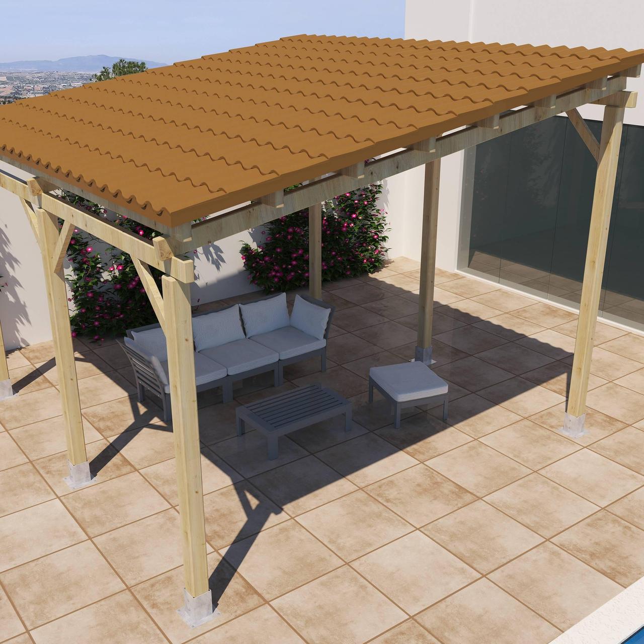 Diapositive Pérgola de madera con techo 4x4