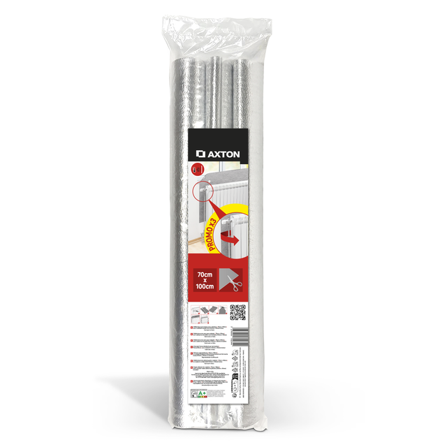 Isolante termoriflettente AXTON R=10 L 0.7 x L 1 m, Sp 2 mm, 3 pezzi densità 26 kg/m³
