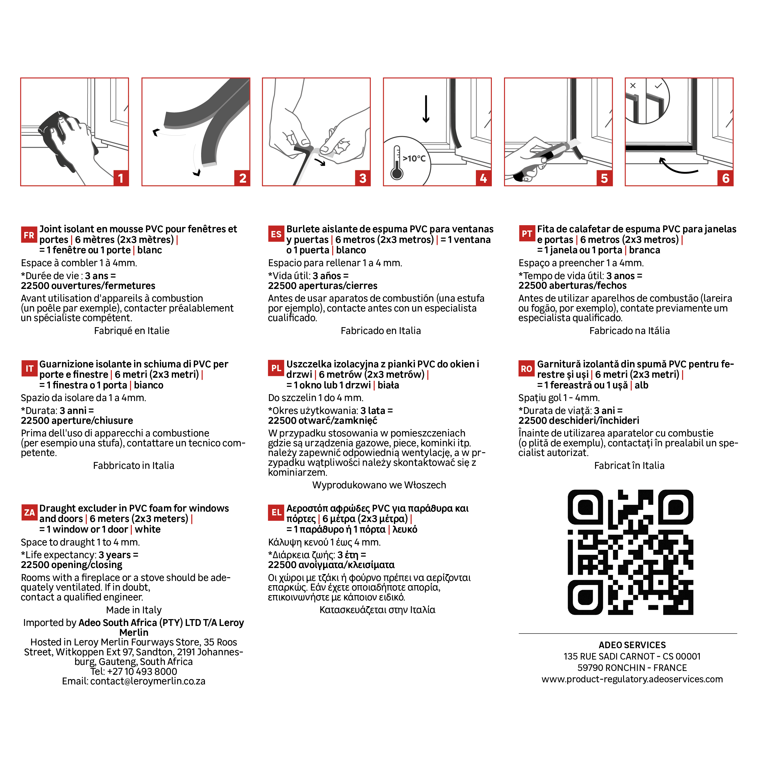 Uszczelka izolacyjna samoprzylepna 1-4 mm / 6 m biała AXTON - 4