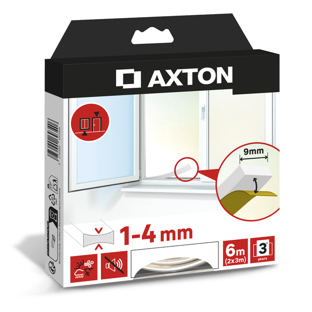 Joint de porte et fenêtre AXTON 1 à 4 mm, L.6 m blanc