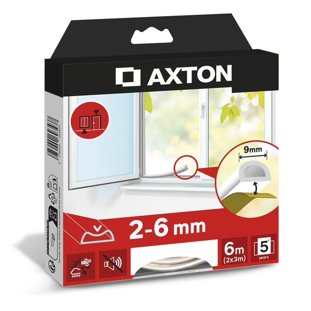 Joint de porte et fenêtre AXTON 2 à 6 mm, L.6 m blanc