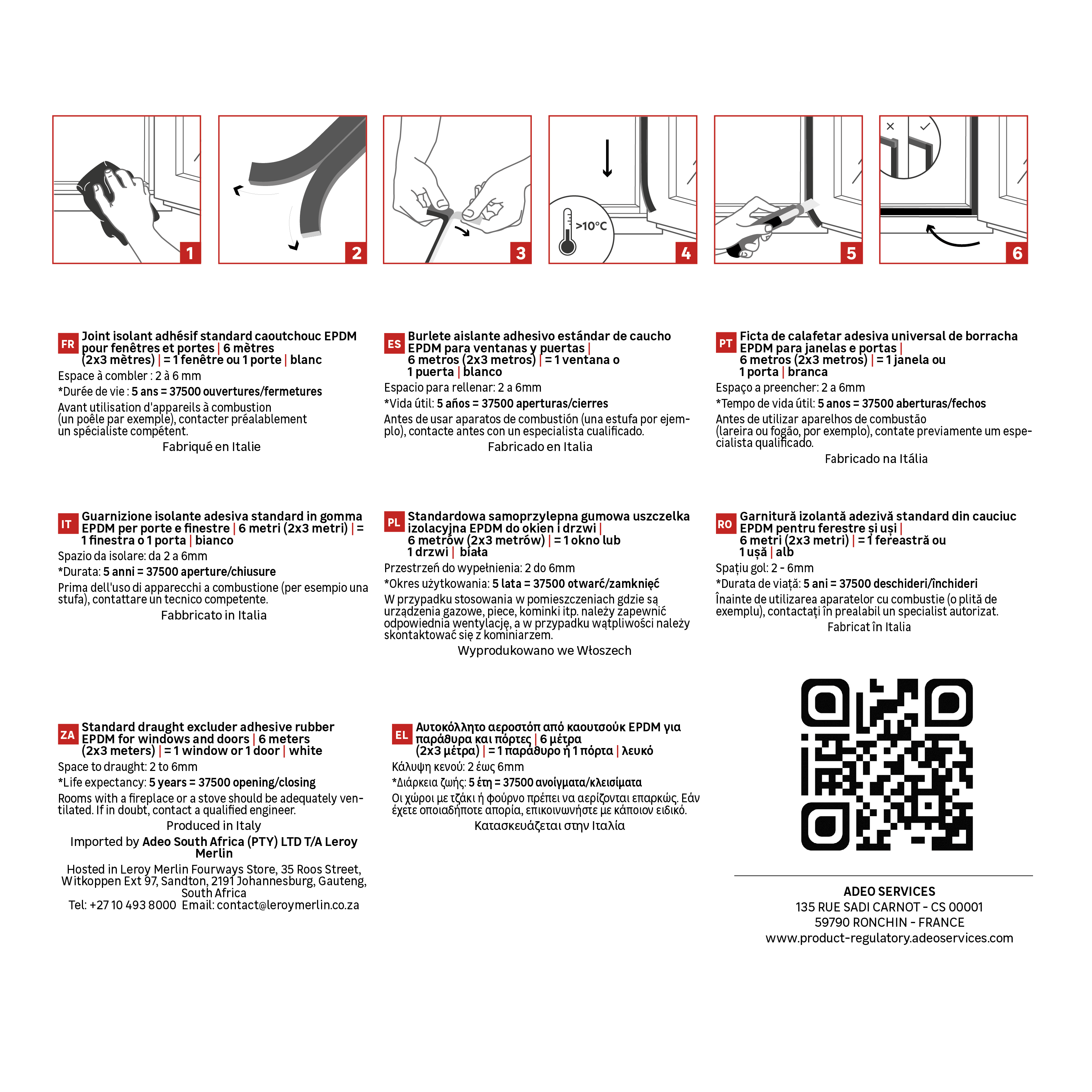 Joint de porte et fenêtre AXTON 2 à 6 mm, L.6 m blanc - 5