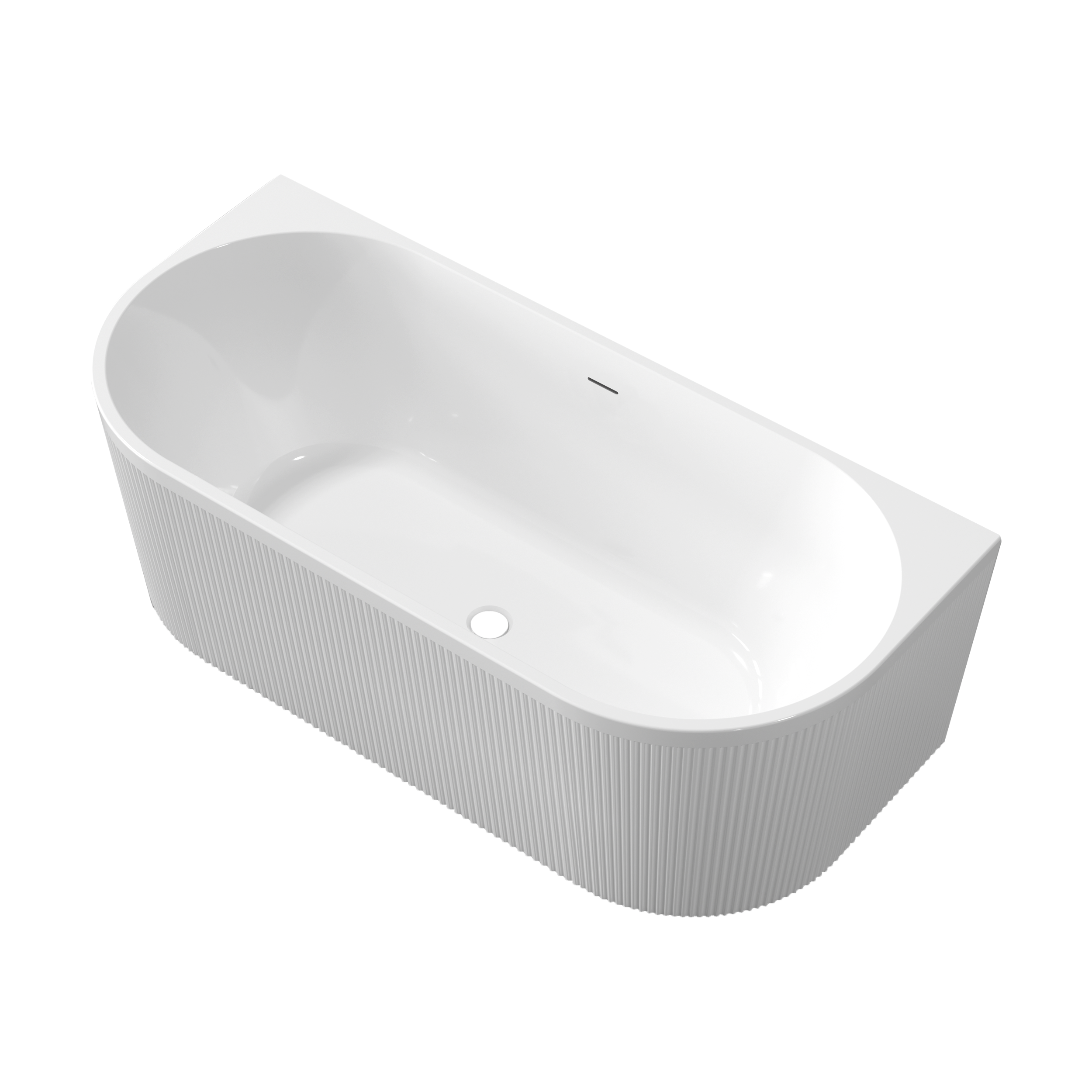 Wanna wolnostojąca przyścienna ryflowana Magic 170 Invena z syfonem - 6