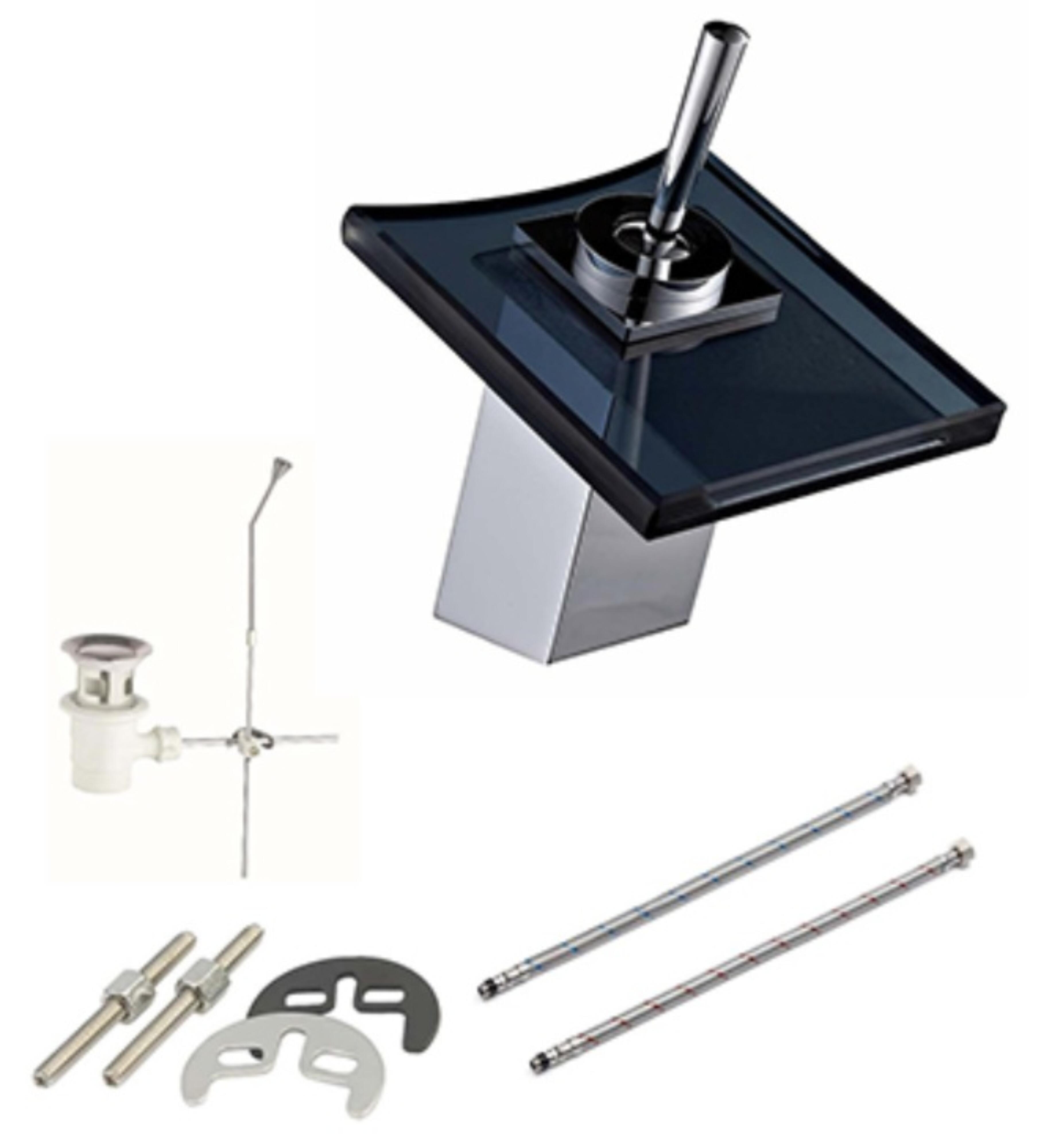 Grifo de lavabo EDOUARD ROUSSEAU Cristali monomando cromo negro brillo. Antical. Latón - 3